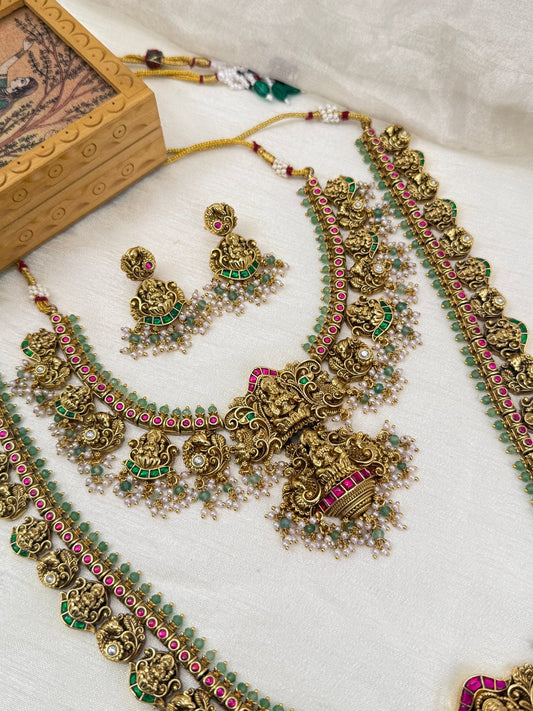 Luxurious Antique Jadau Bridal Necklace Set 800 - Mahilas