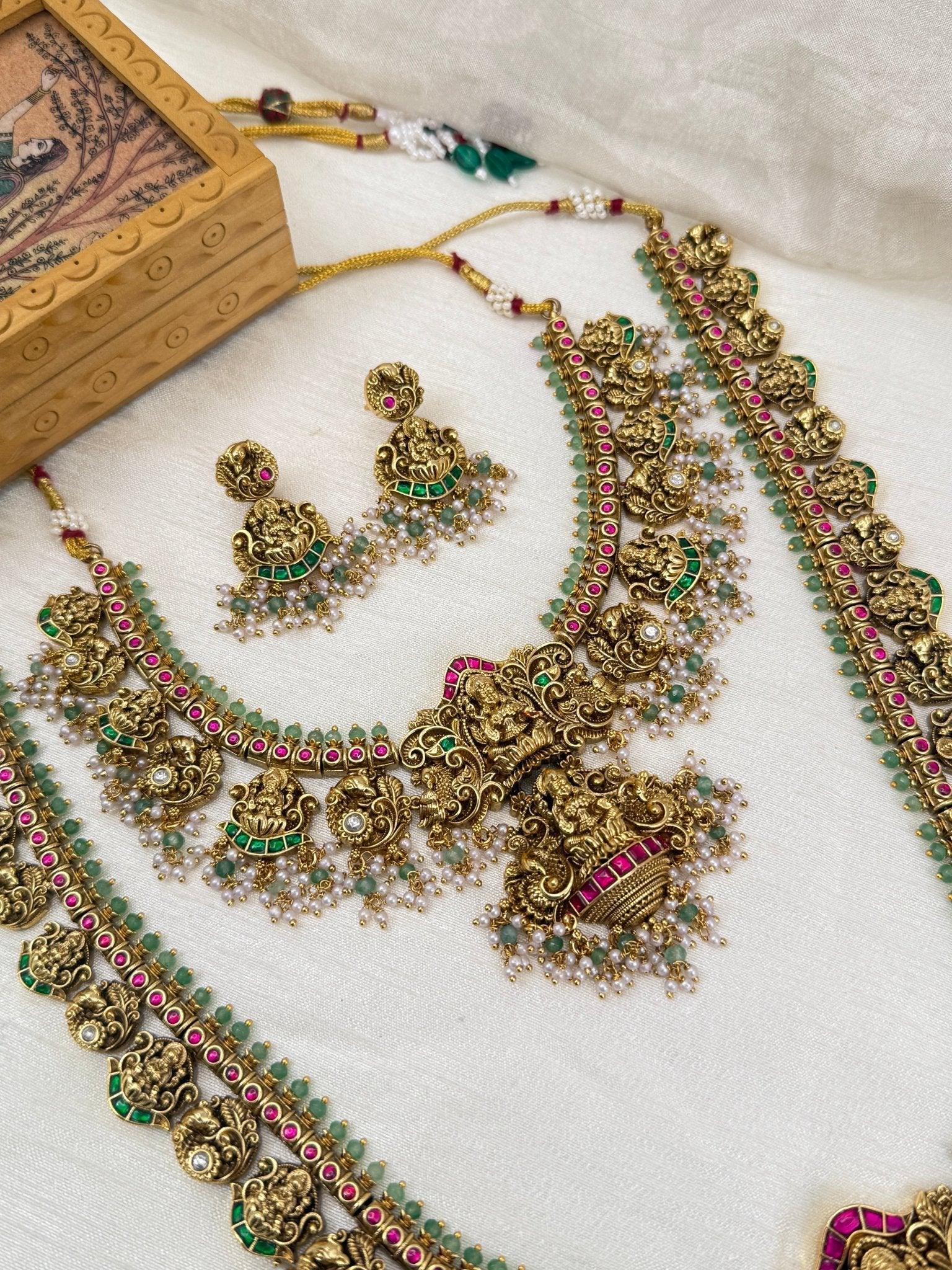 Luxurious Antique Jadau Bridal Necklace Set 800 - Mahilas