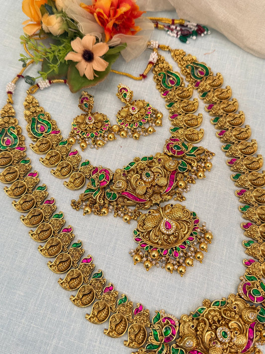 Luxurious Antique Jadau Bridal Necklace Set 822 - Mahilas