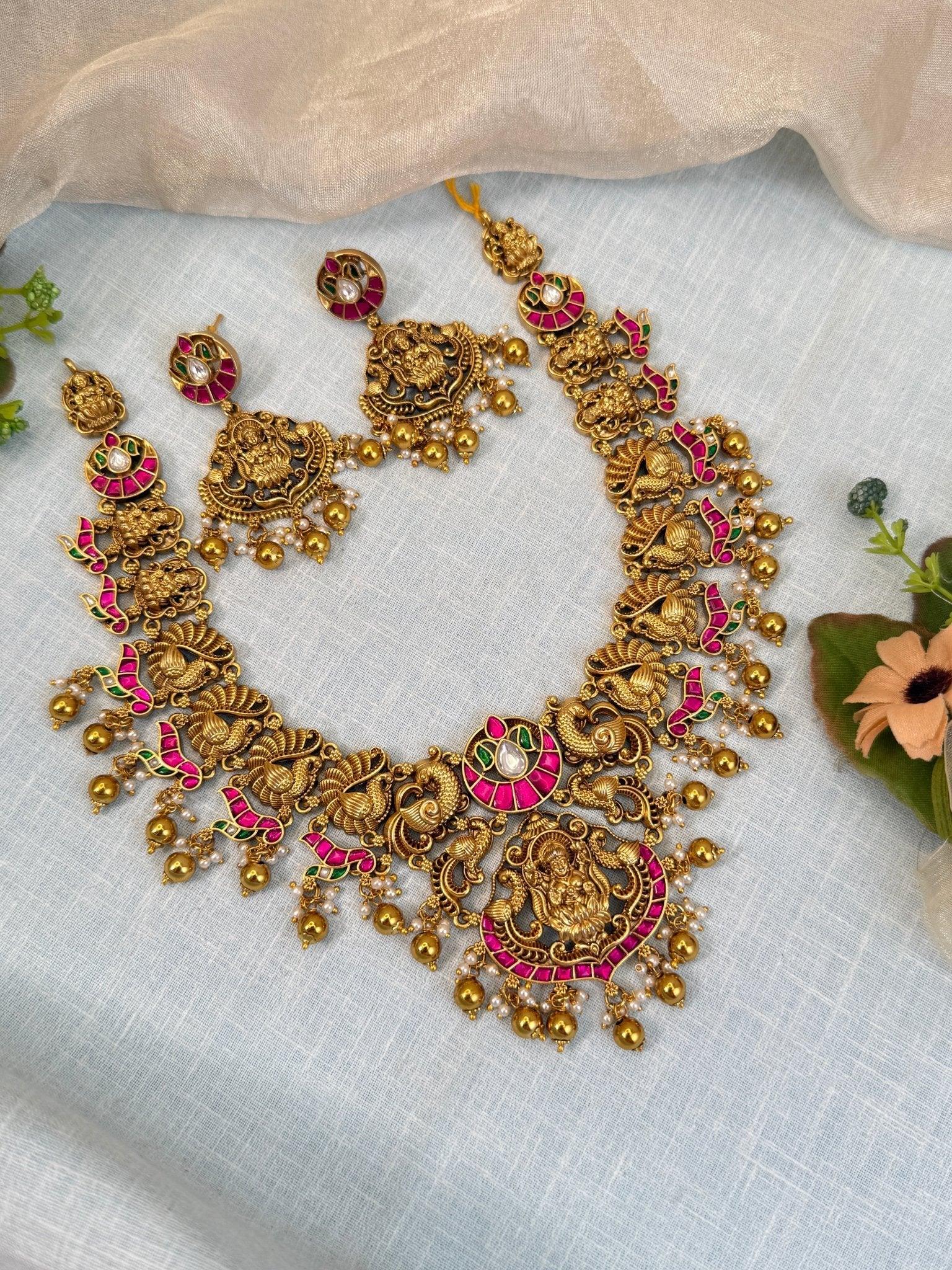 Luxurious Antique Jadau Bridal Necklace Set 866 - Mahilas