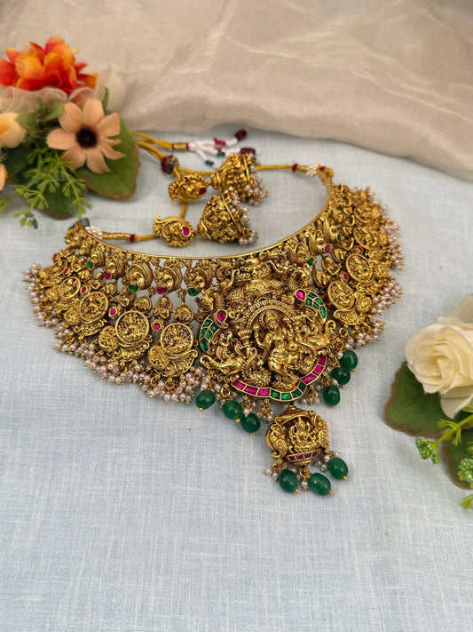 Luxurious Antique Jadau Choker Necklace Set 804 - Mahilas