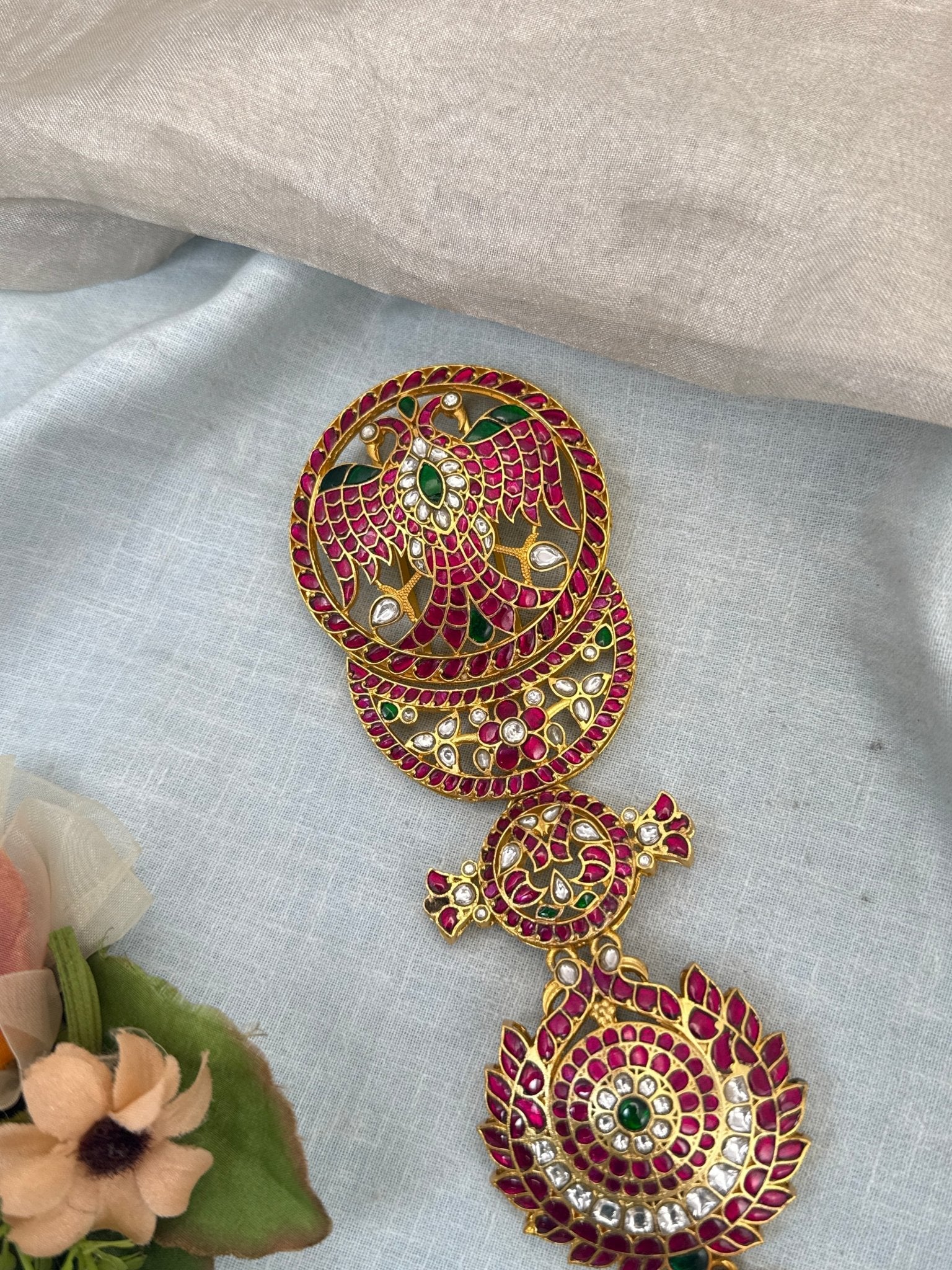 Luxurious Antique Jadau Gandaberunda Long Jadebille 602 - Mahilas