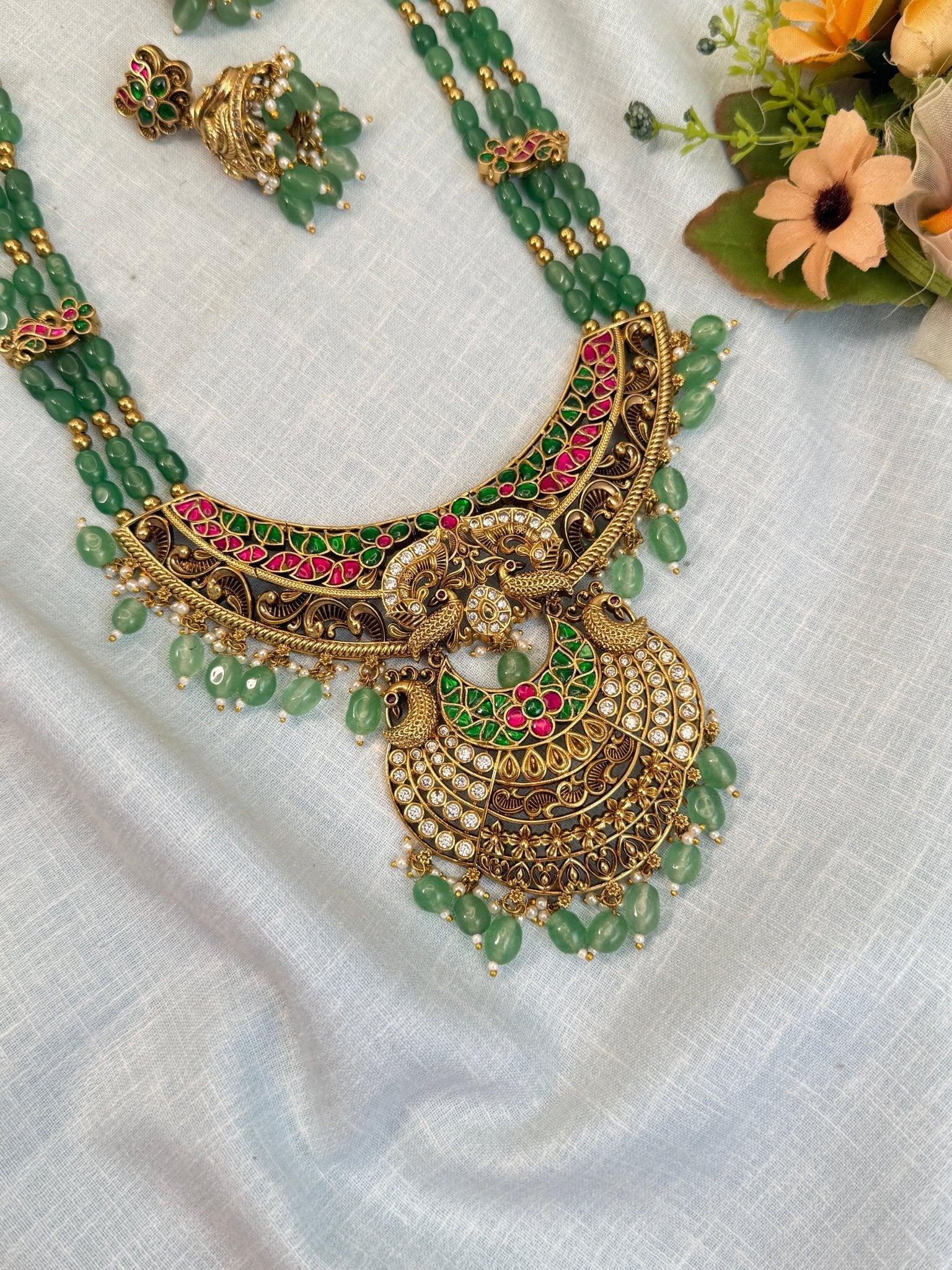Luxurious Antique Jadau Layer Long Necklace Set 867 - Mahilas