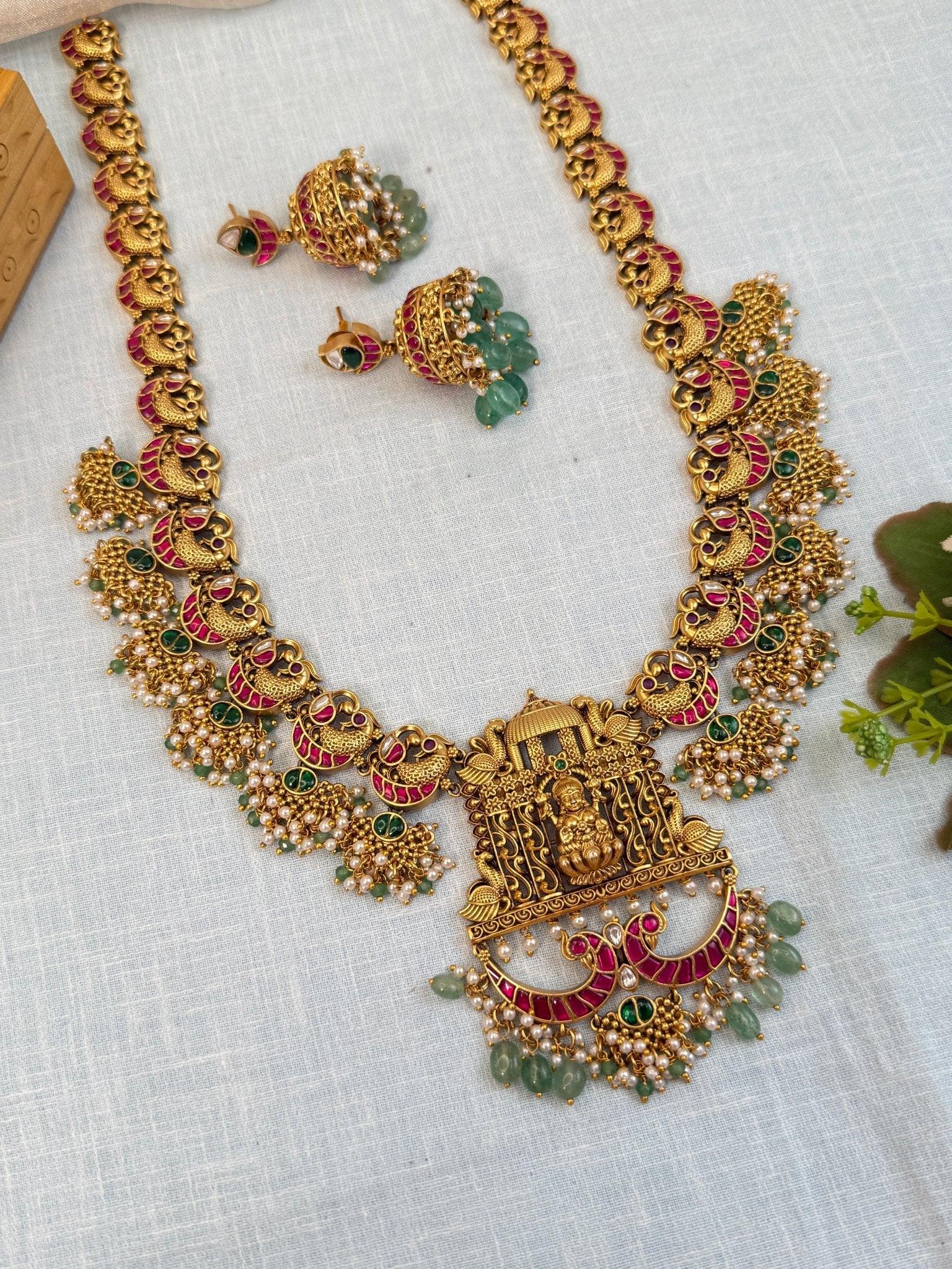 Luxurious Antique Jadau Long Necklace Set 863 - Mahilas