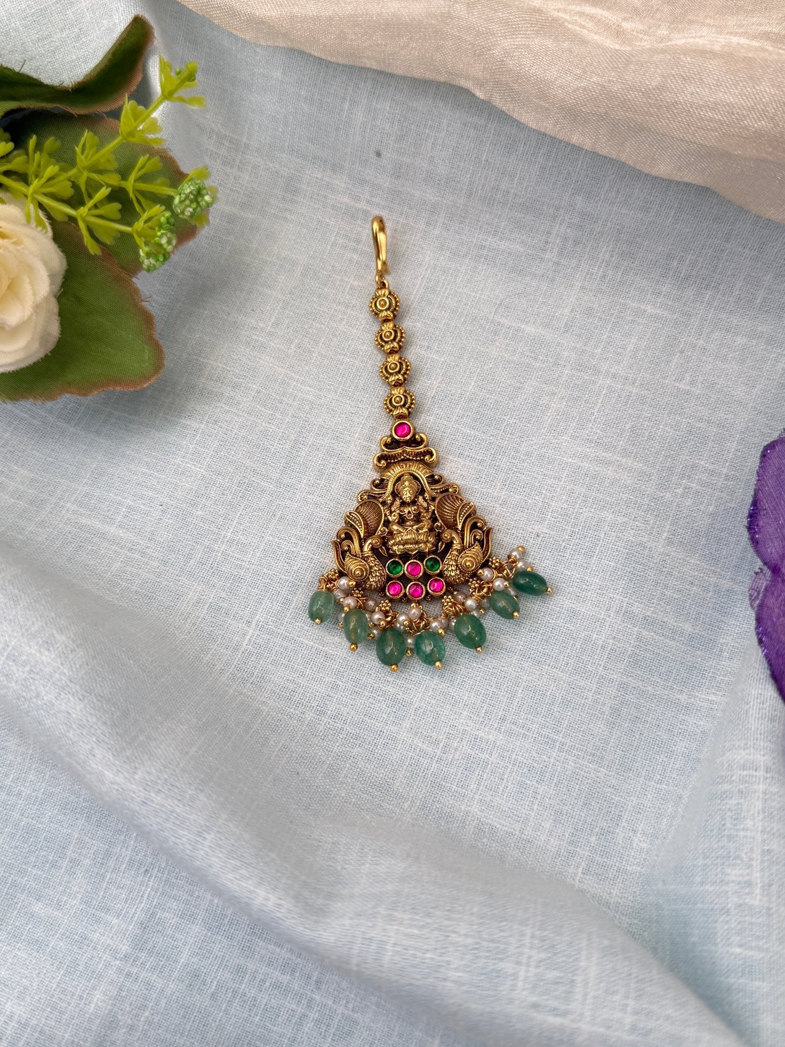 Luxurious Antique Jadau Maang Tikka 435 - Mahilas