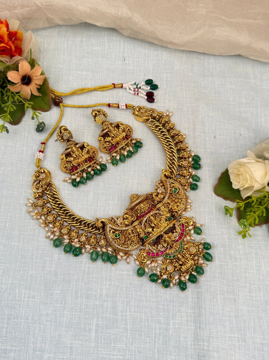 Luxurious Antique Jadau Short Necklace Set 801 - Mahilas