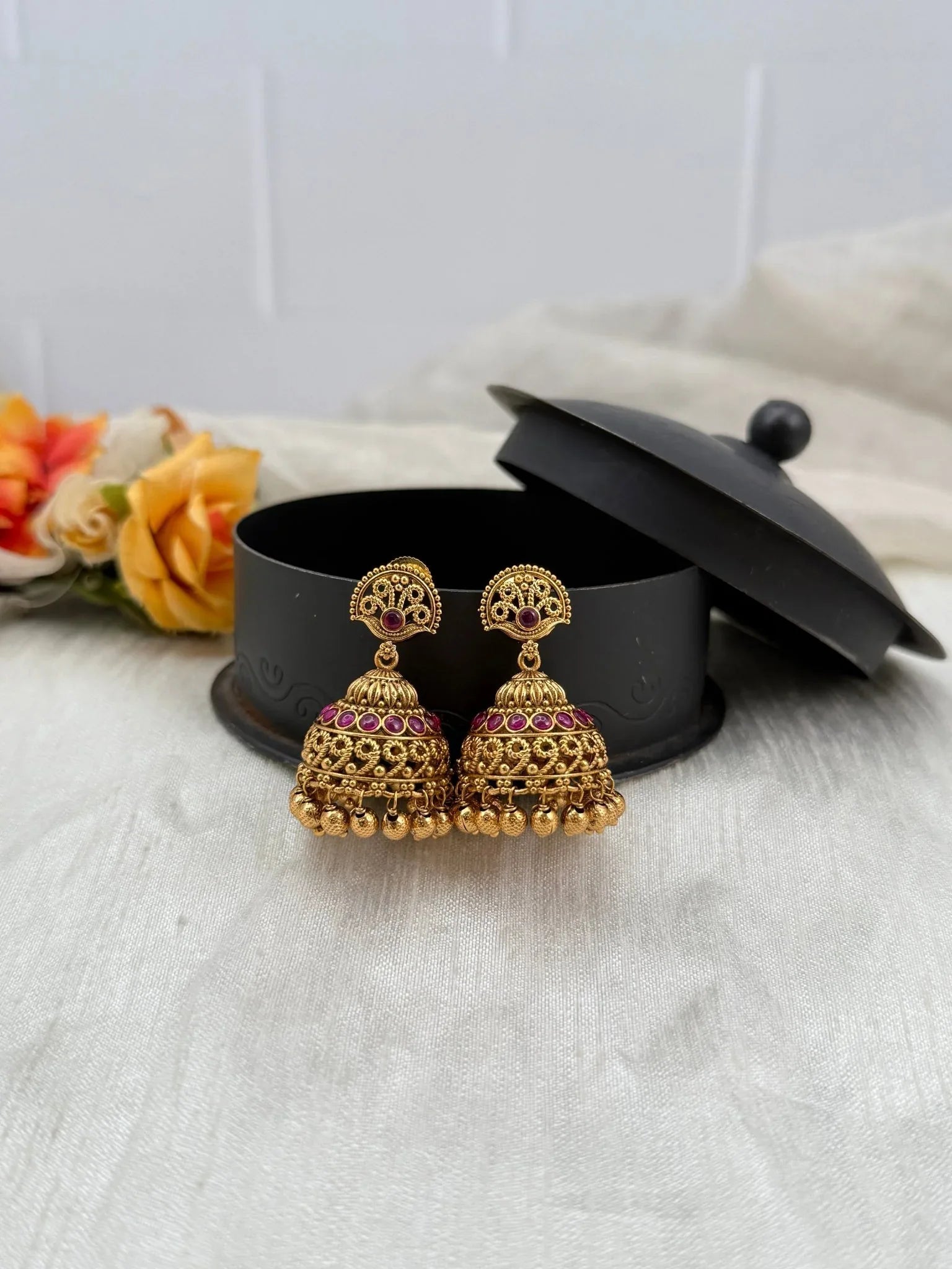 Luxurious Antique Jhumka Earrings 0523 - Mahilas