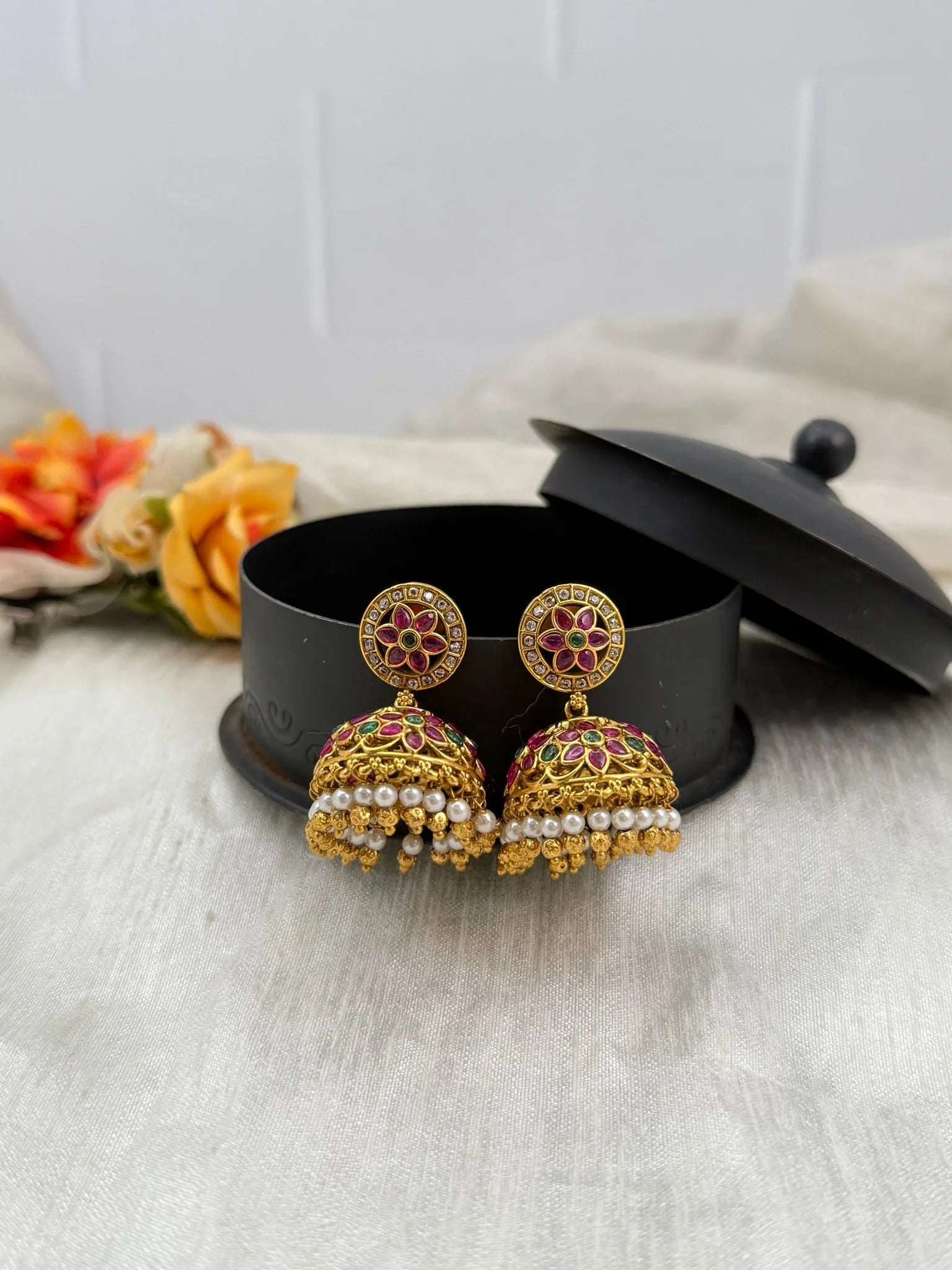 Luxurious Antique Jhumka Earrings 0530 - Mahilas