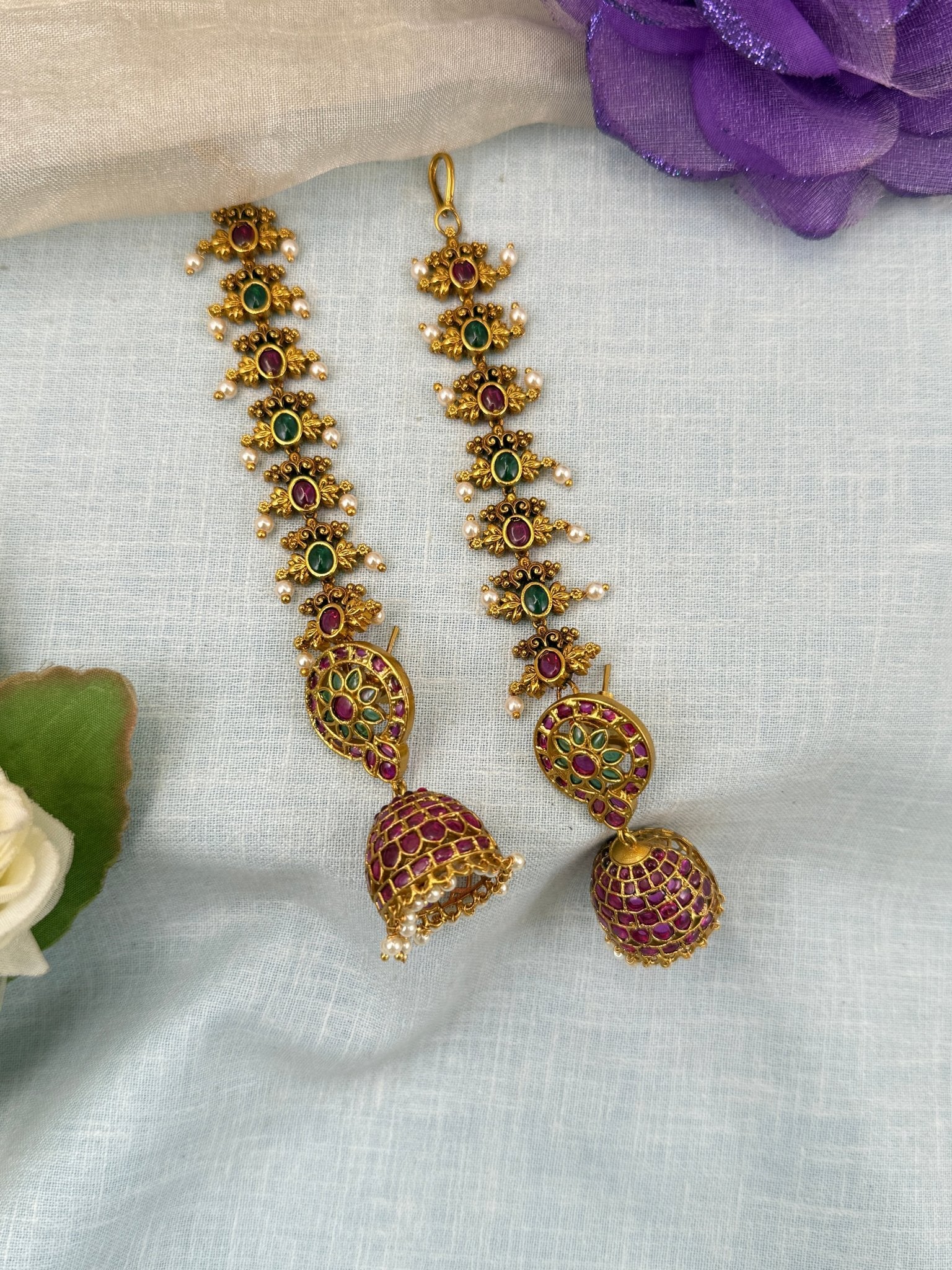 Luxurious Antique Jhumka With Maatal 0859 - Mahilas