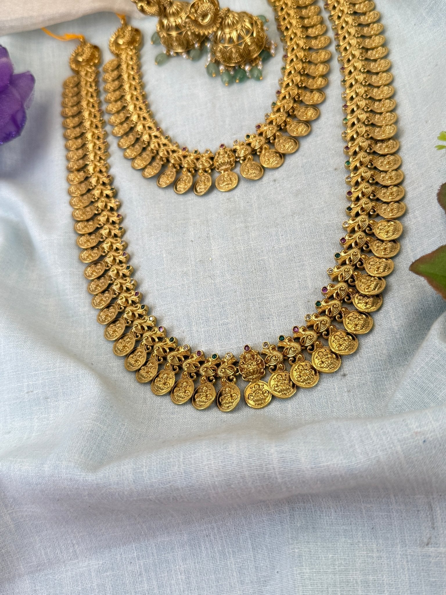 Luxurious Antique Kaasu Bridal Necklace Set 0860 - Mahilas