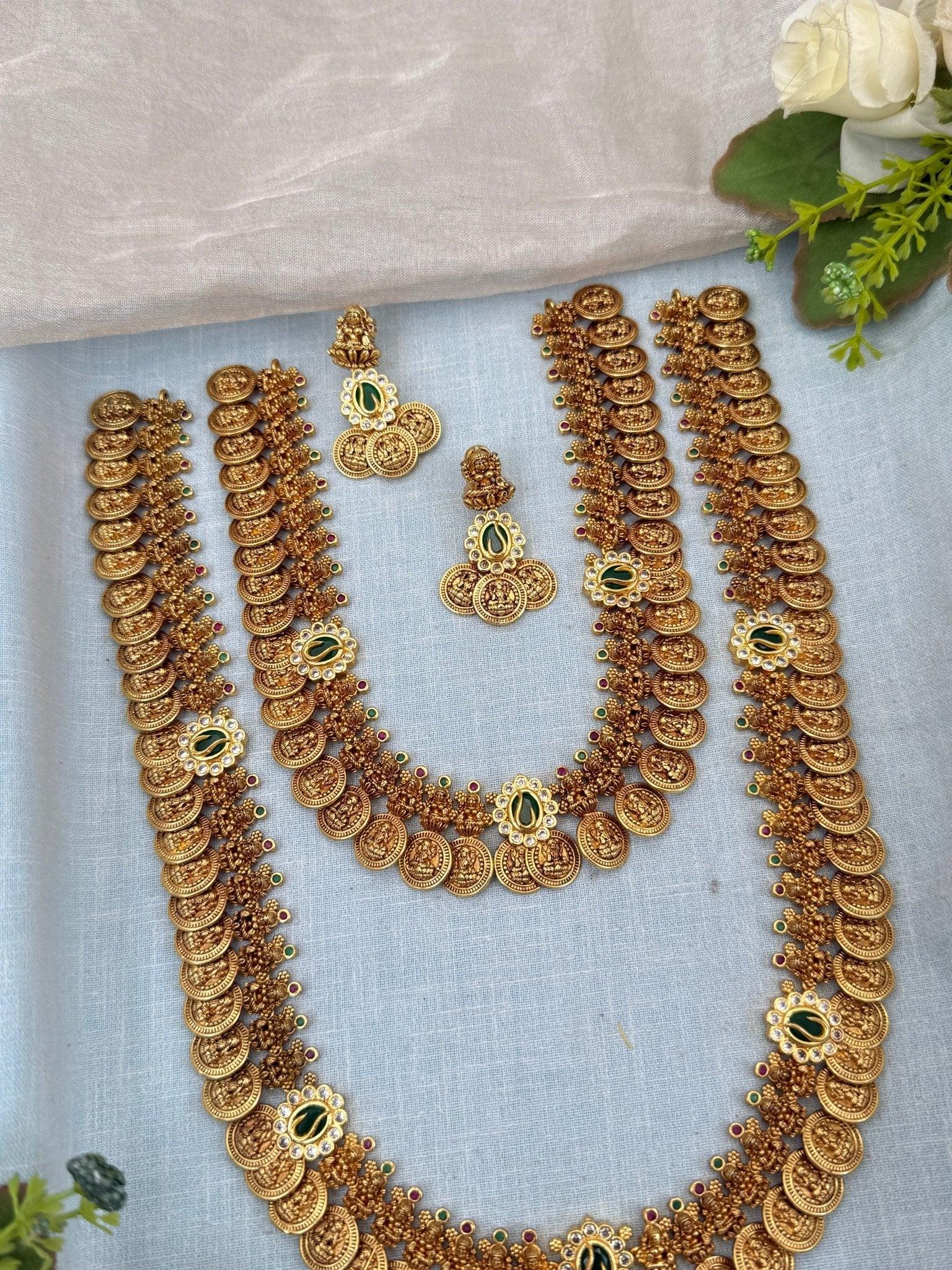 Luxurious Antique Kaasu Bridal Necklace Set 992 - Mahilas
