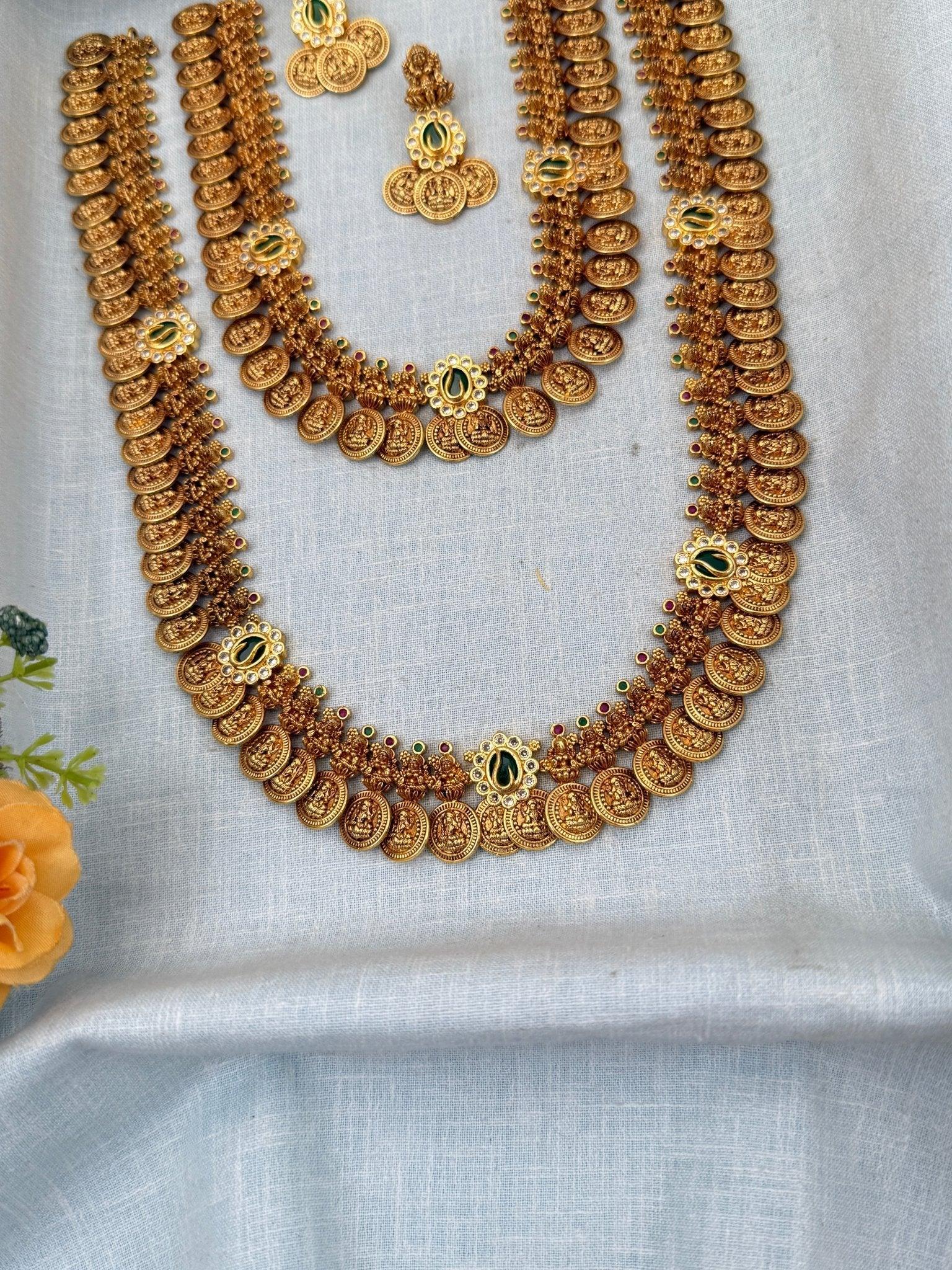 Luxurious Antique Kaasu Bridal Necklace Set 992 - Mahilas