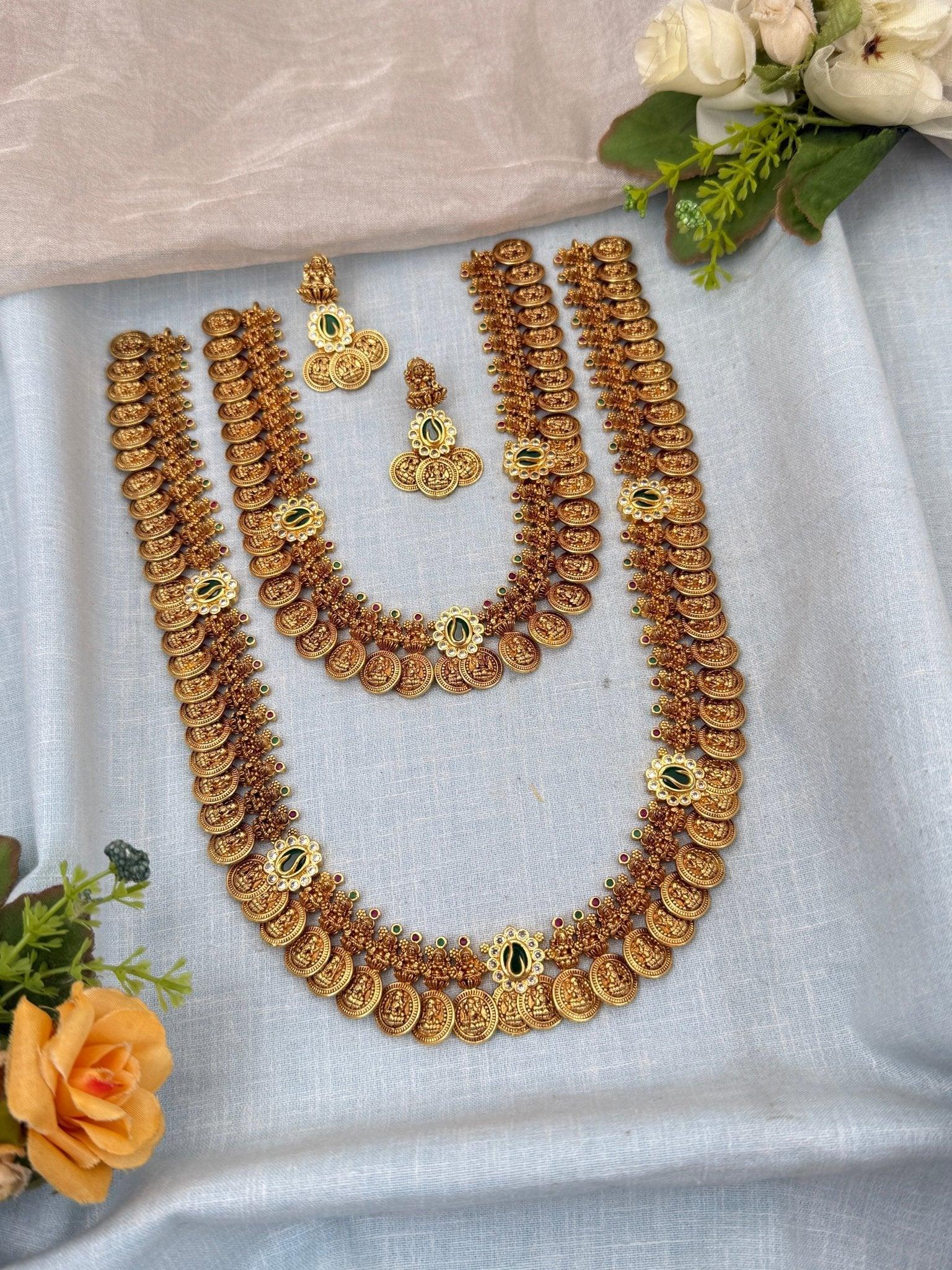 Luxurious Antique Kaasu Bridal Necklace Set 992 - Mahilas