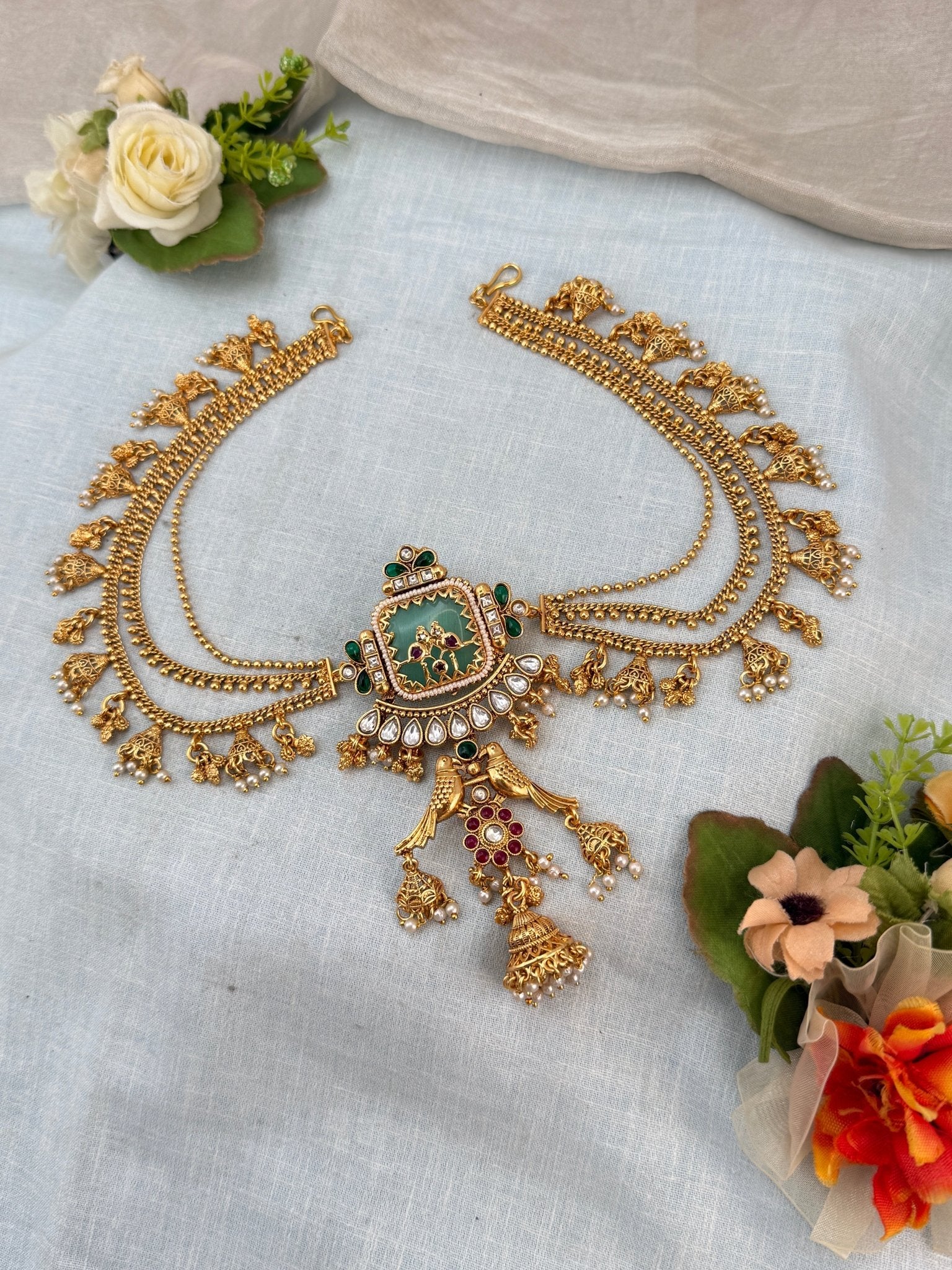 Luxurious Antique Kundan Jadebille with Maatal 3034 - Mahilas