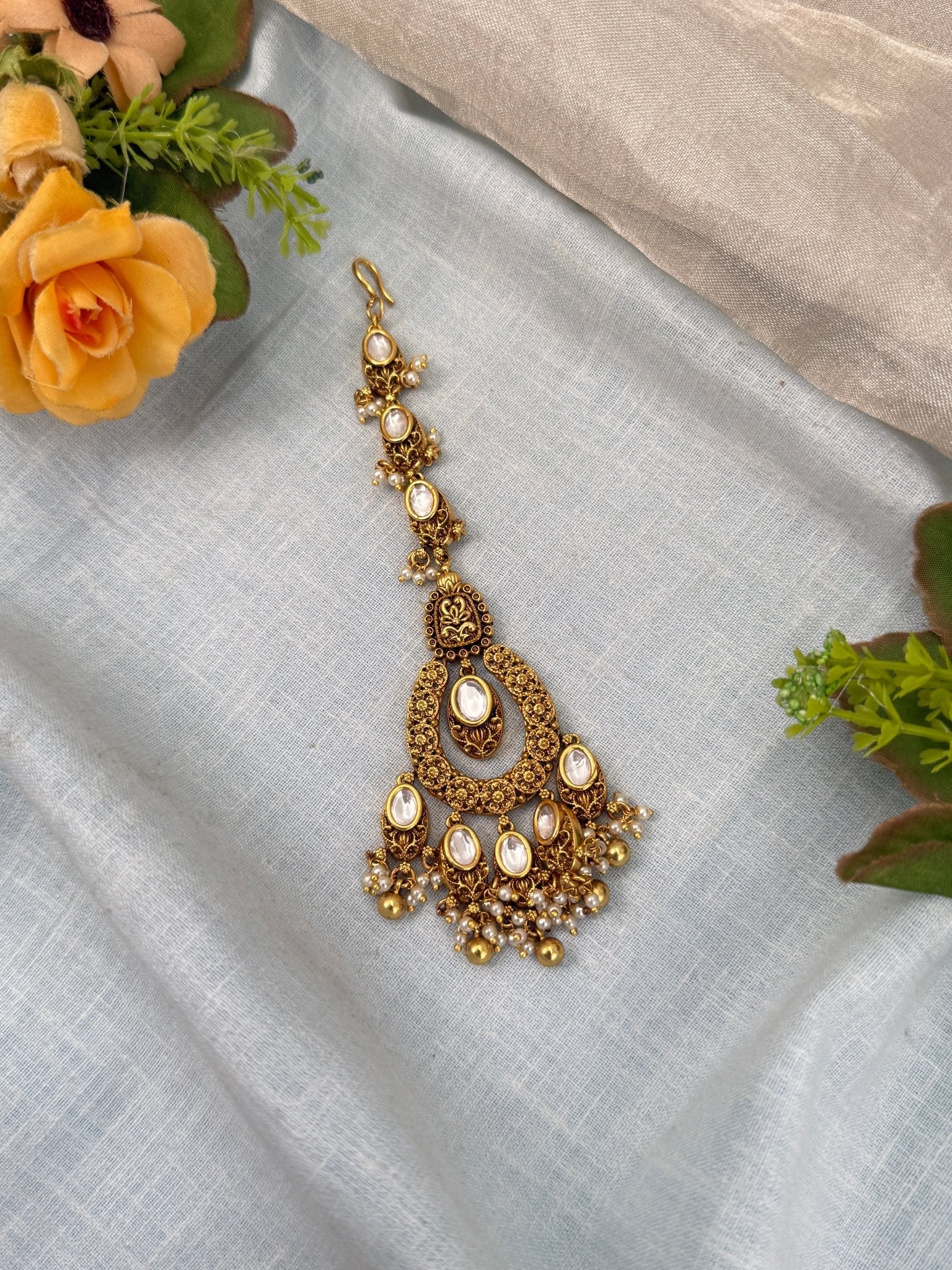 Luxurious Antique Kundan Maang Tikka 471 - Mahilas