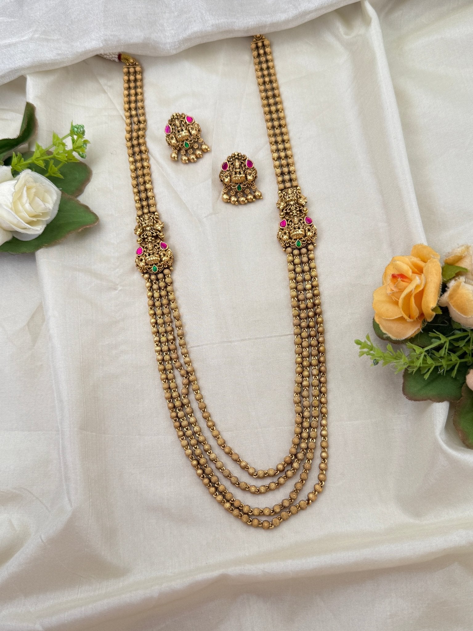 Luxurious Antique Lakshmi Layered Necklace Set 0696 - Mahilas