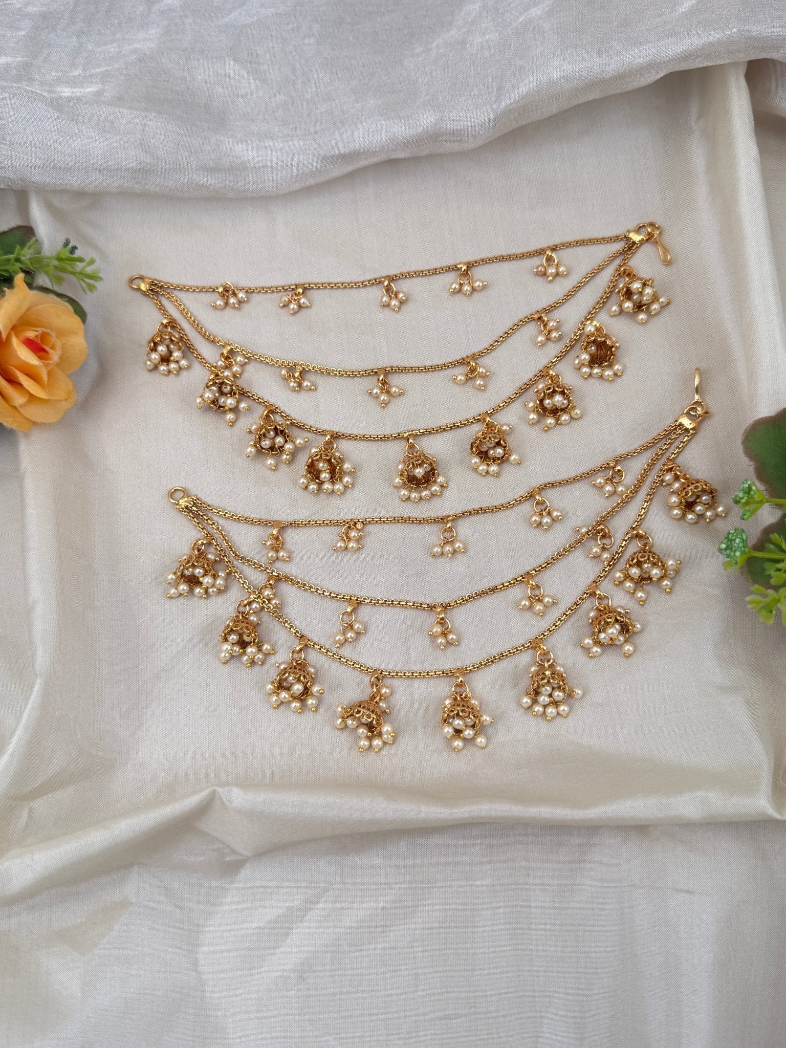Luxurious Antique Layer Jhumka Maatal Earchain 344 - Mahilas