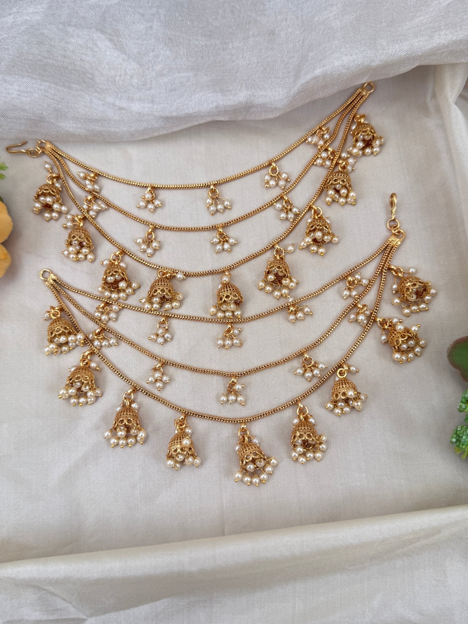 Luxurious Antique Layer Jhumka Maatal Earchain 350 - Mahilas