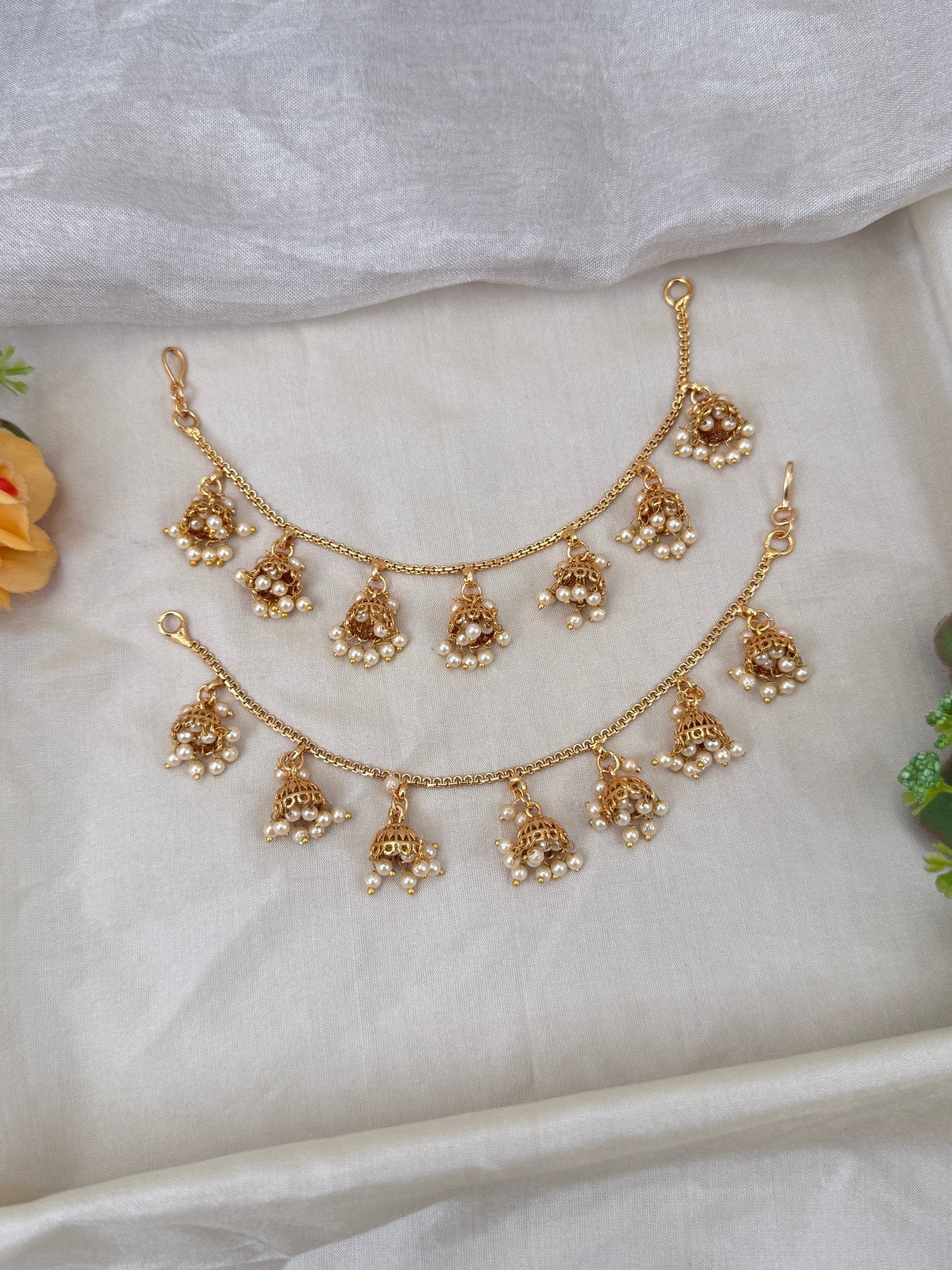 Luxurious Antique Layer Jhumka Maatal Earchain 354 - Mahilas