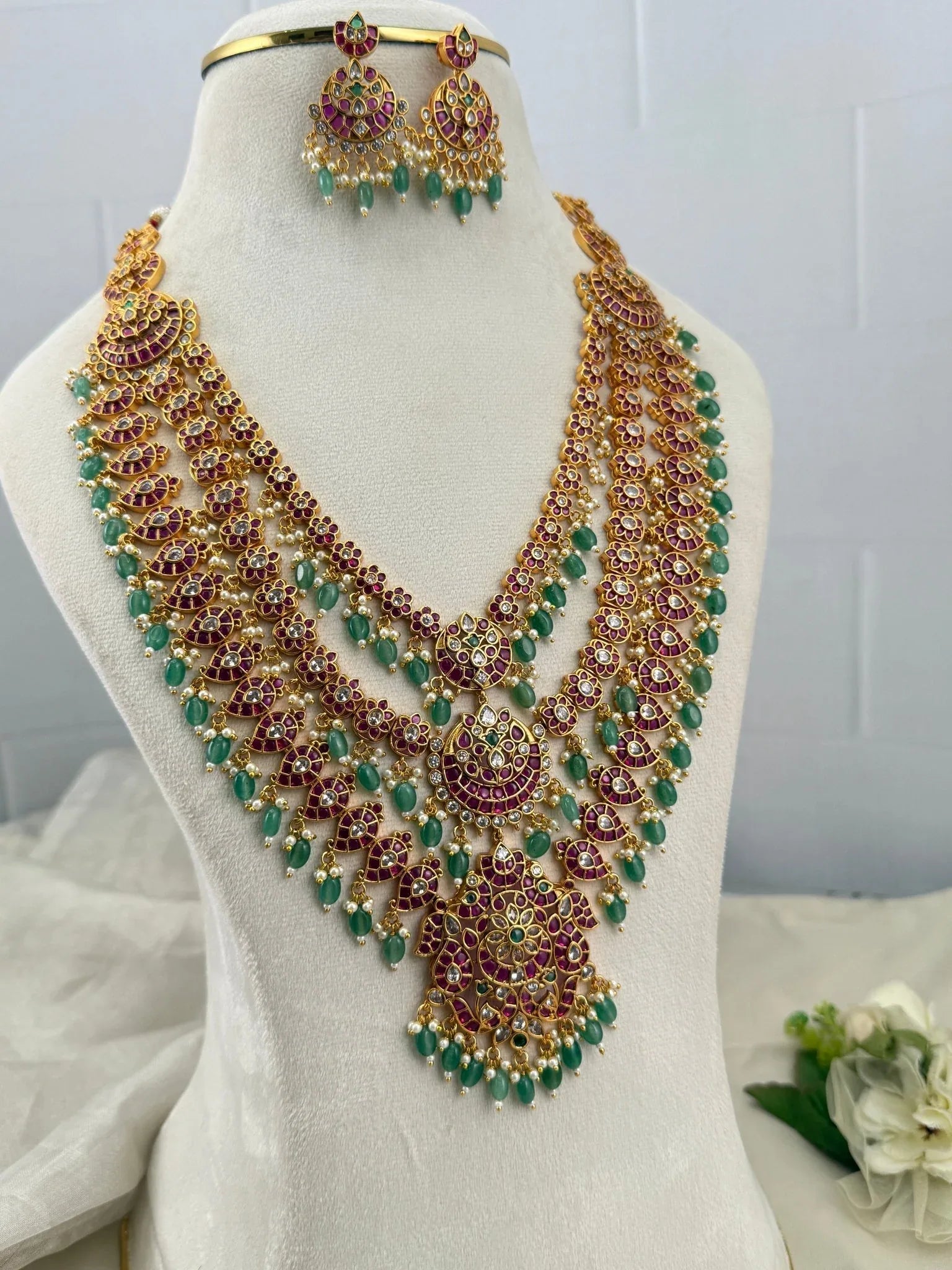 Luxurious Antique Layered Long Necklace Set 649 - Mahilas