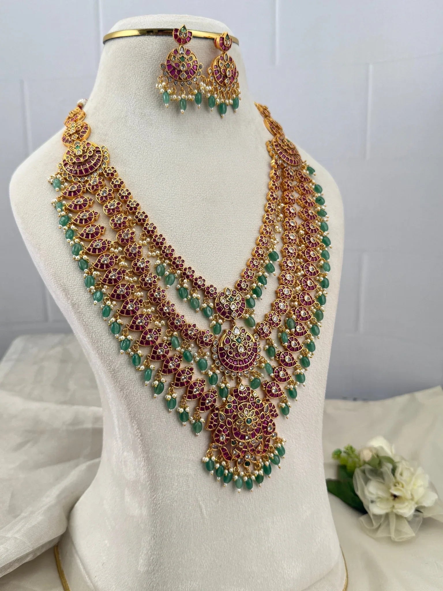 Luxurious Antique Layered Long Necklace Set 649 - Mahilas