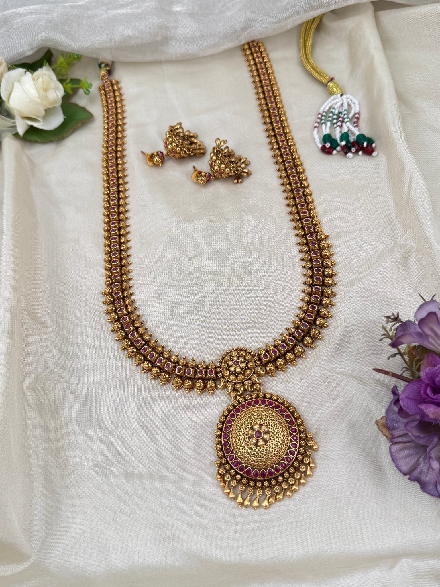 Luxurious Antique Long Necklace Set 0358 - Mahilas
