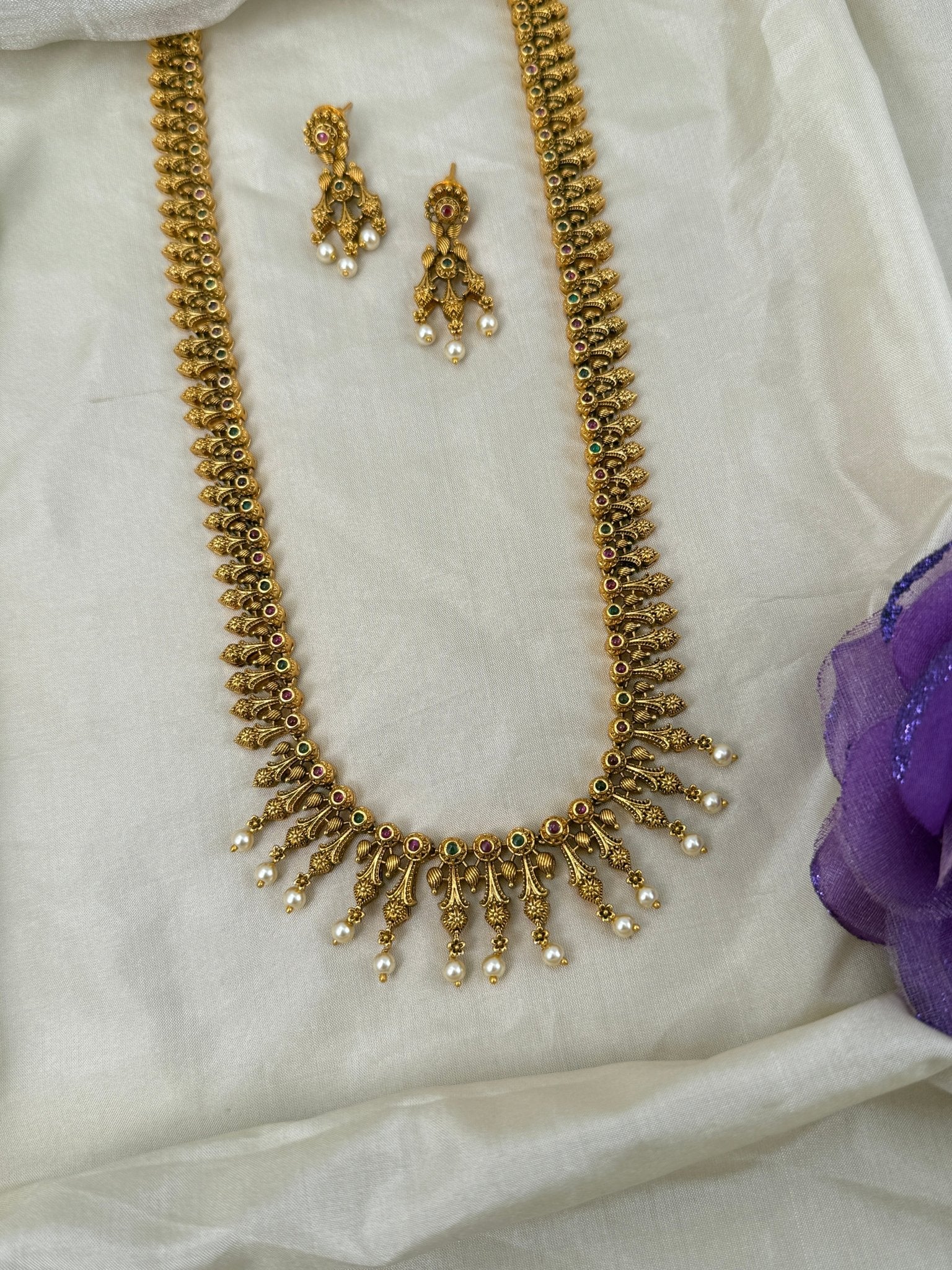 Luxurious Antique Long Necklace Set 0612 - Mahilas