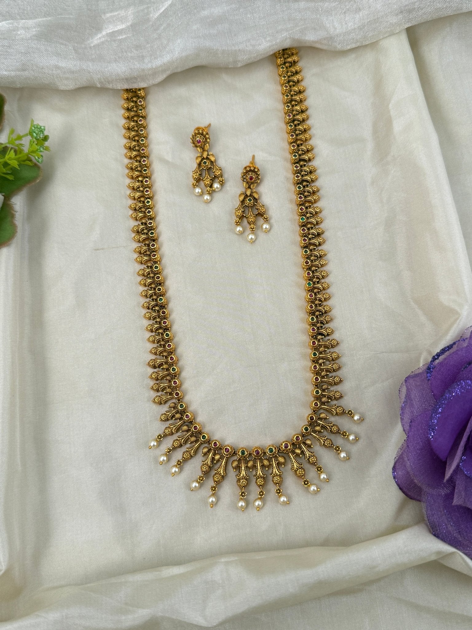 Luxurious Antique Long Necklace Set 0612 - Mahilas