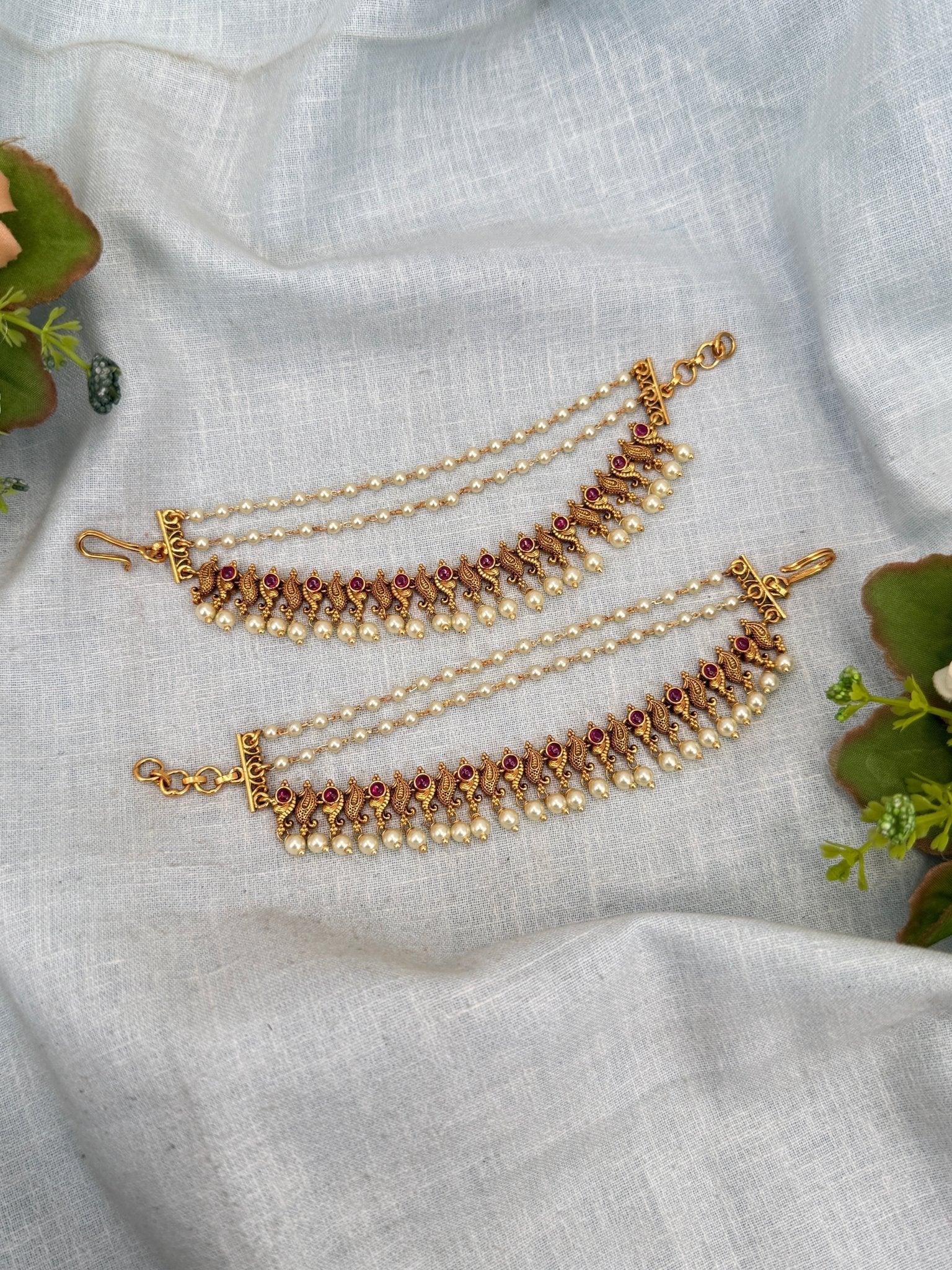 Luxurious Antique Maatal Earchain 321 - Mahilas