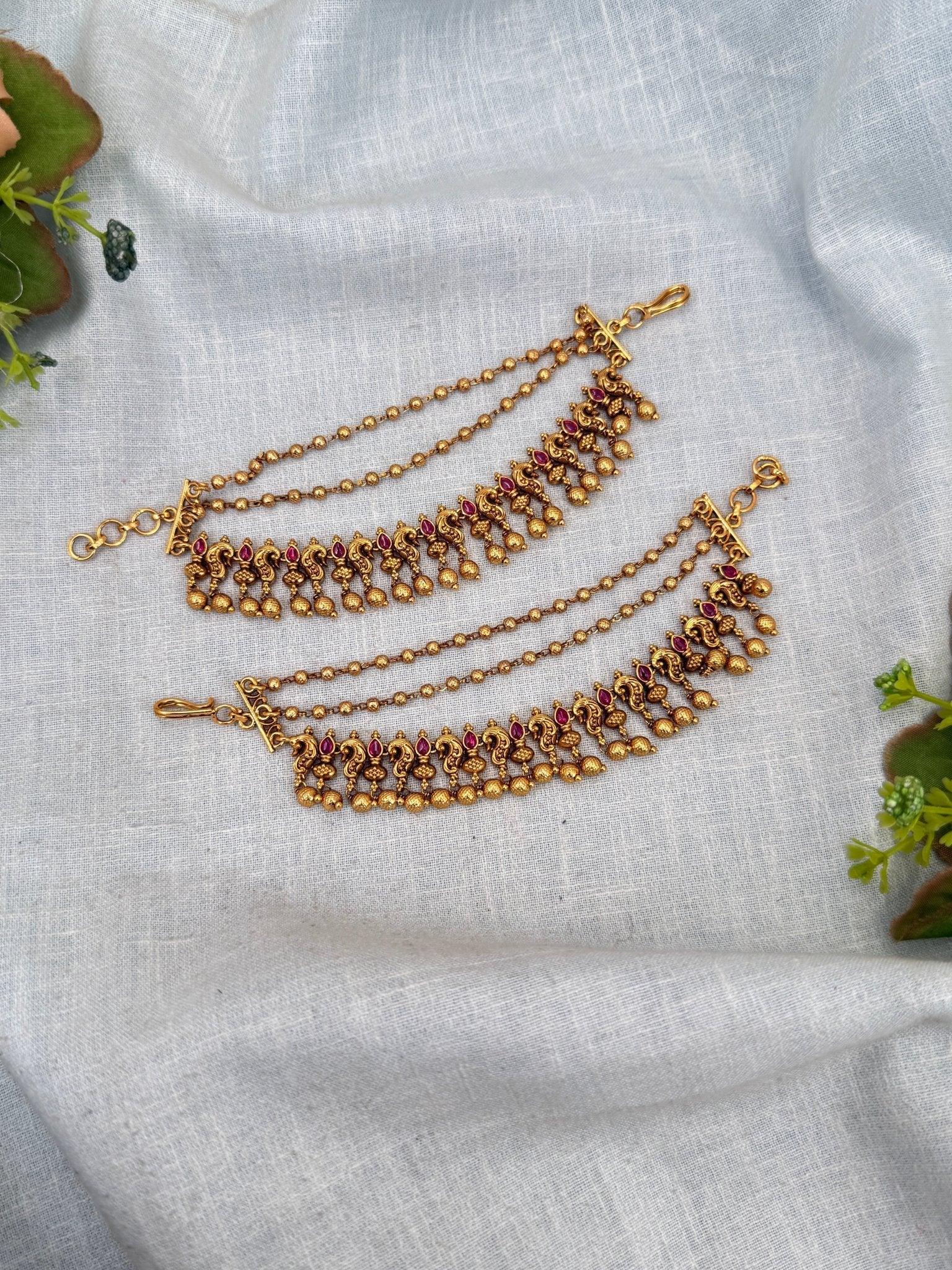 Luxurious Antique Maatal Earchain 322 - Mahilas