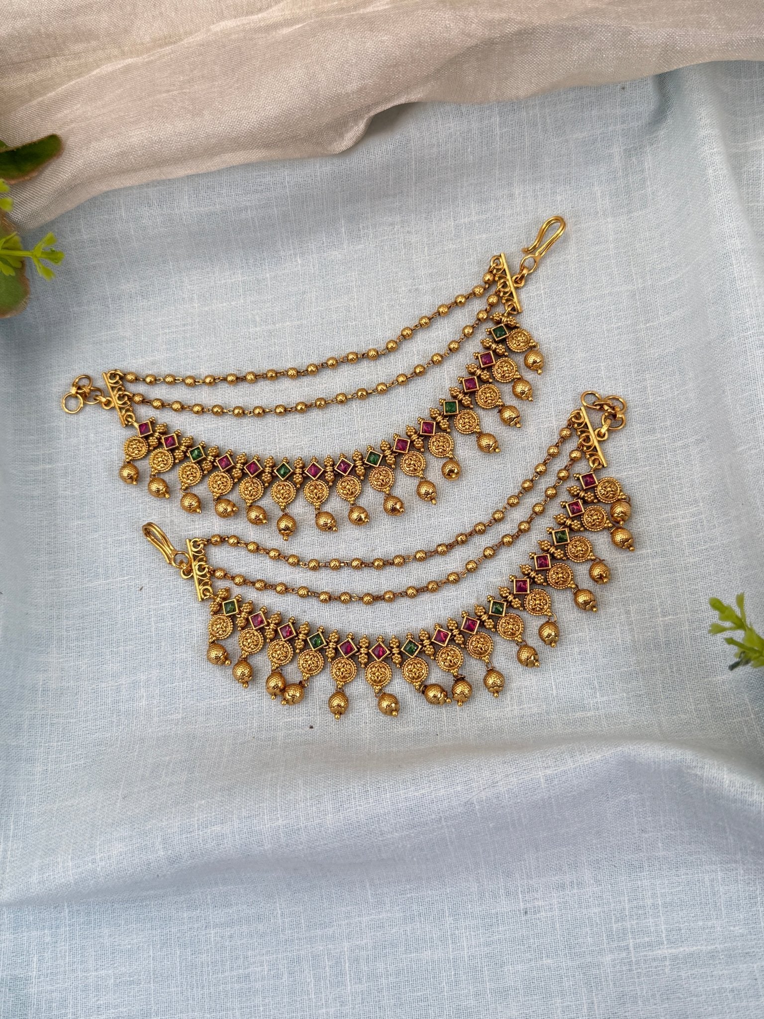 Luxurious Antique Maatal Earchain 364 - Mahilas