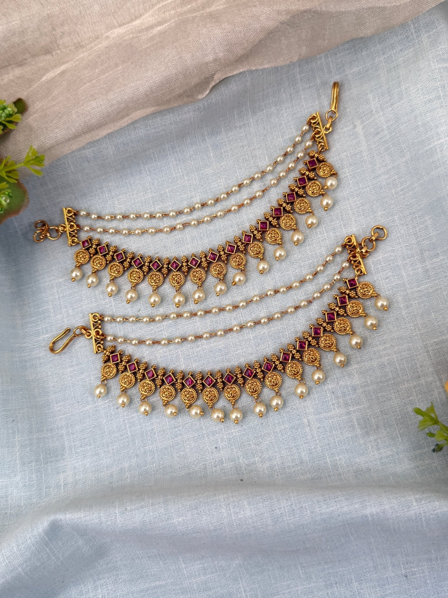 Luxurious Antique Maatal Earchain 368 - Mahilas