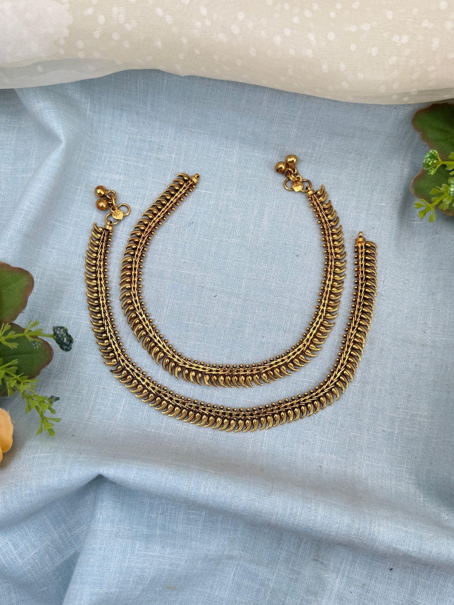 Luxurious Antique Mango Anklet Payal Chain 0256 - Mahilas