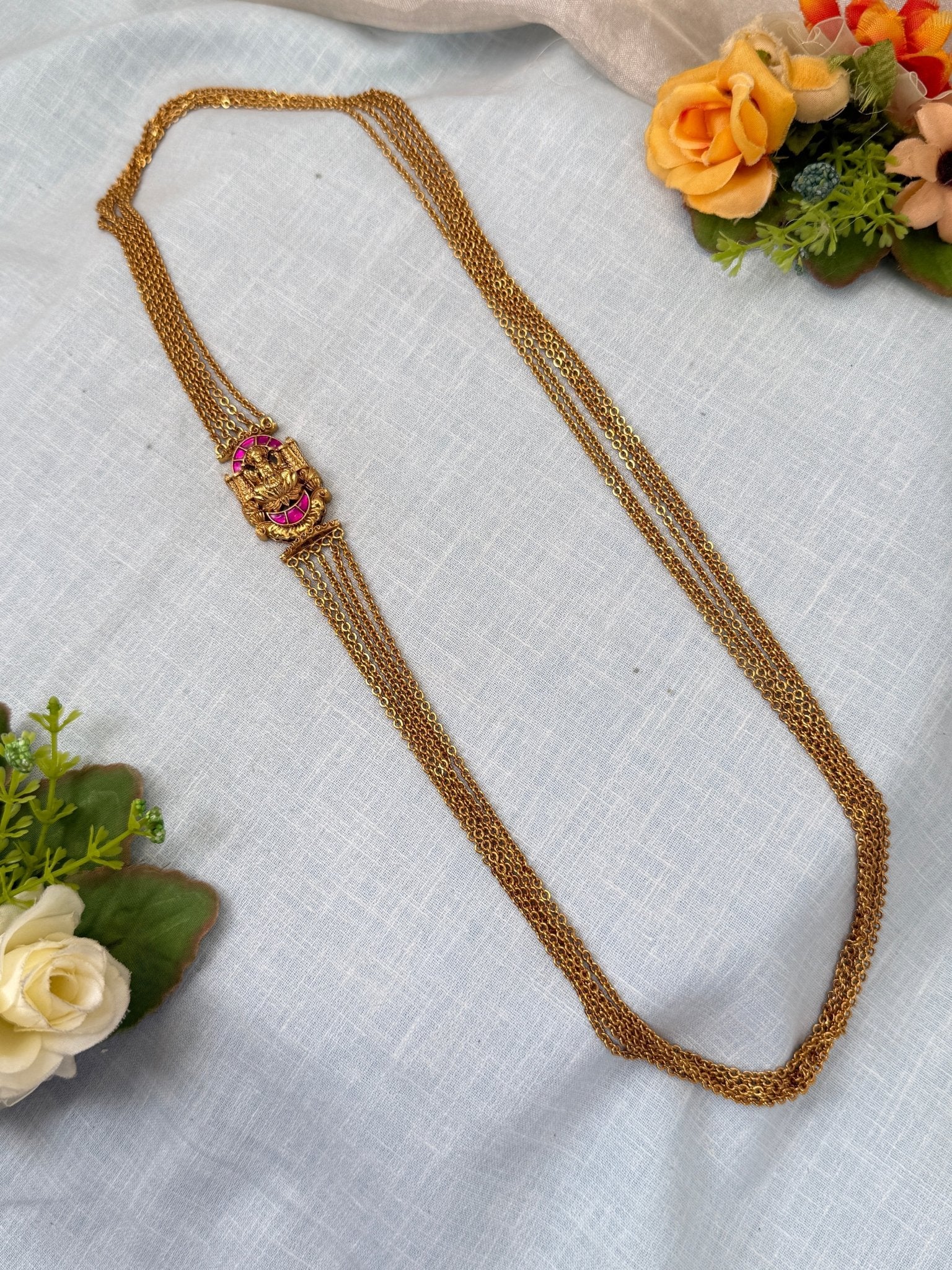 Luxurious Antique Mop Side Chain Necklace 0418 - Mahilas