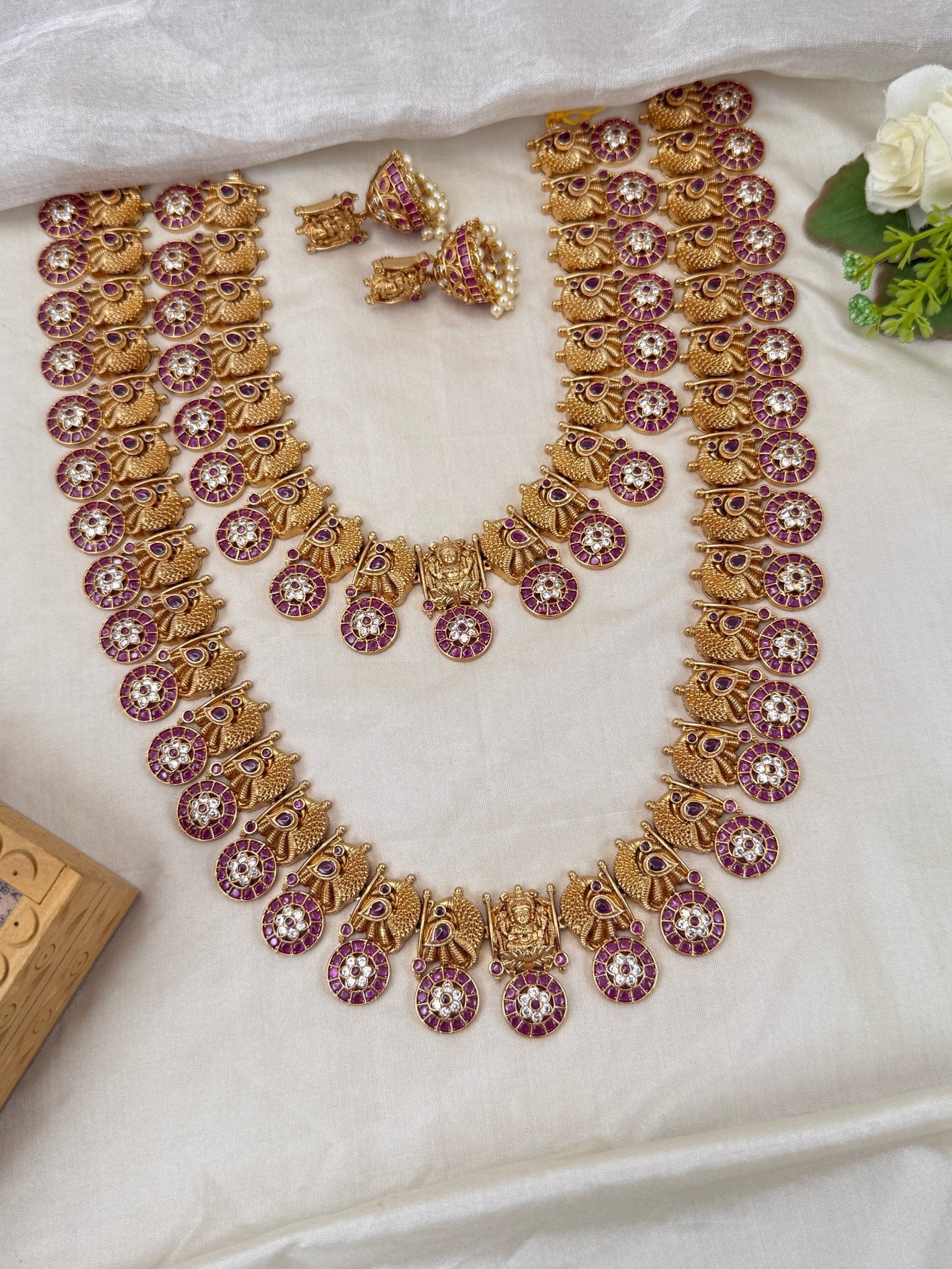 Luxurious Antique Peacock Bottumala Bridal Necklace Set 0504 - Mahilas