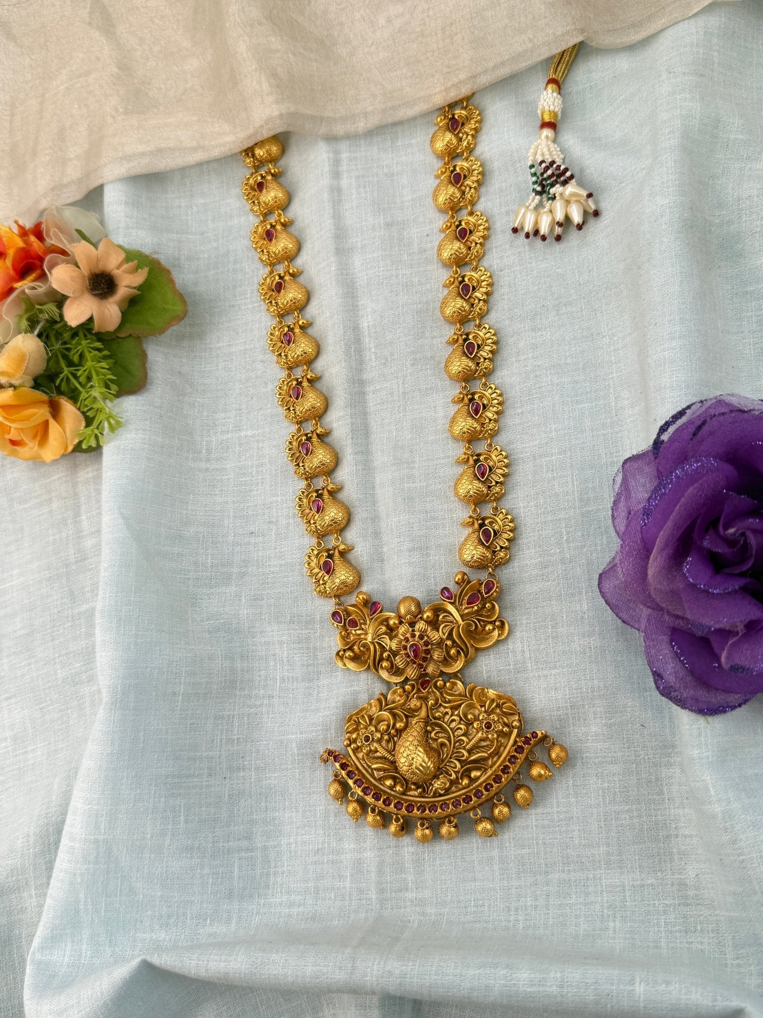 Luxurious Antique Peacock Grand Mid Long Necklace Set 0917 - Mahilas