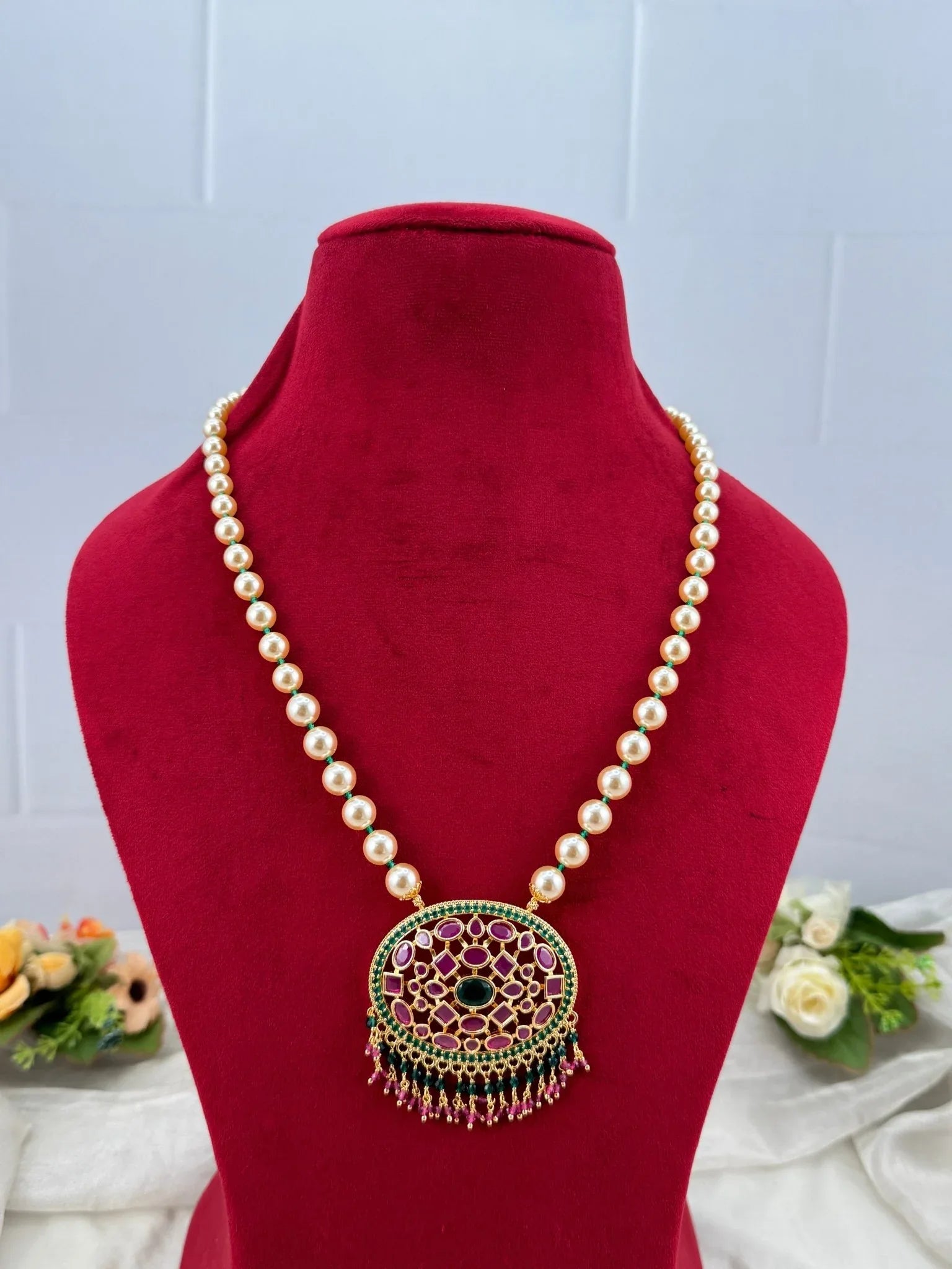 Luxurious Antique Pendant Chain Necklace Set 601 - Mahilas
