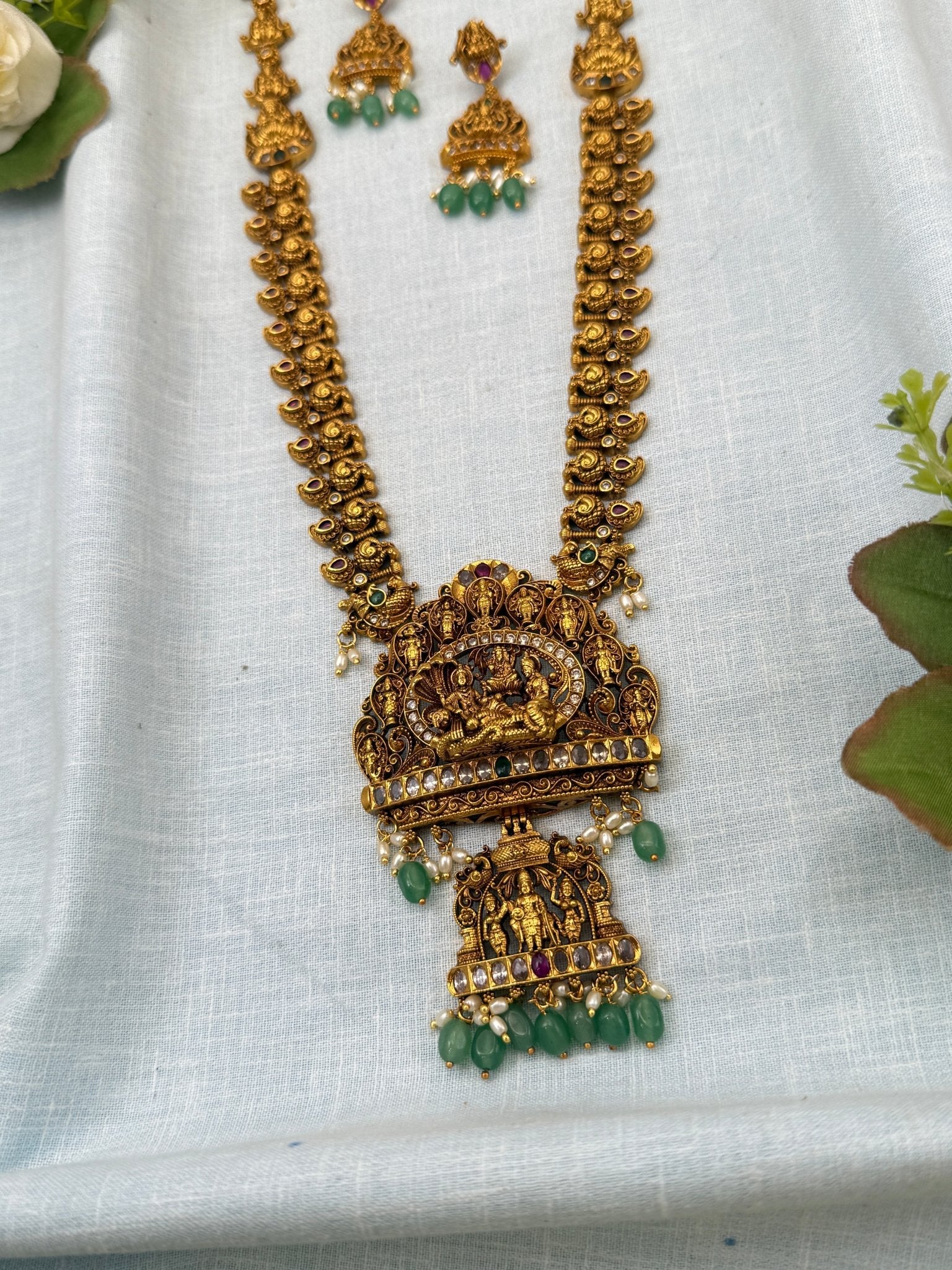 Luxurious Antique Pendant Long Necklace Set 0714 - Mahilas