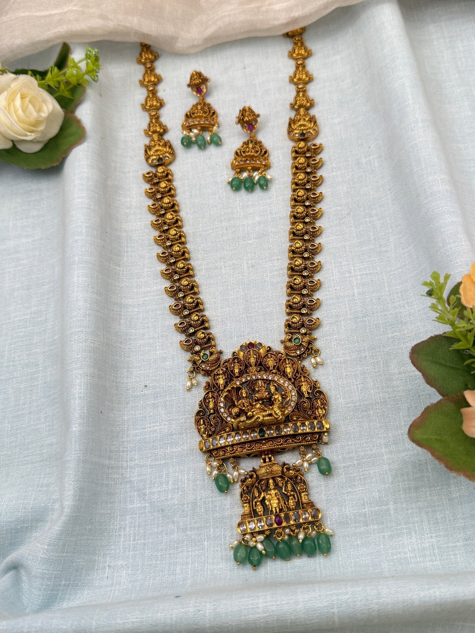 Luxurious Antique Pendant Long Necklace Set 0714 - Mahilas