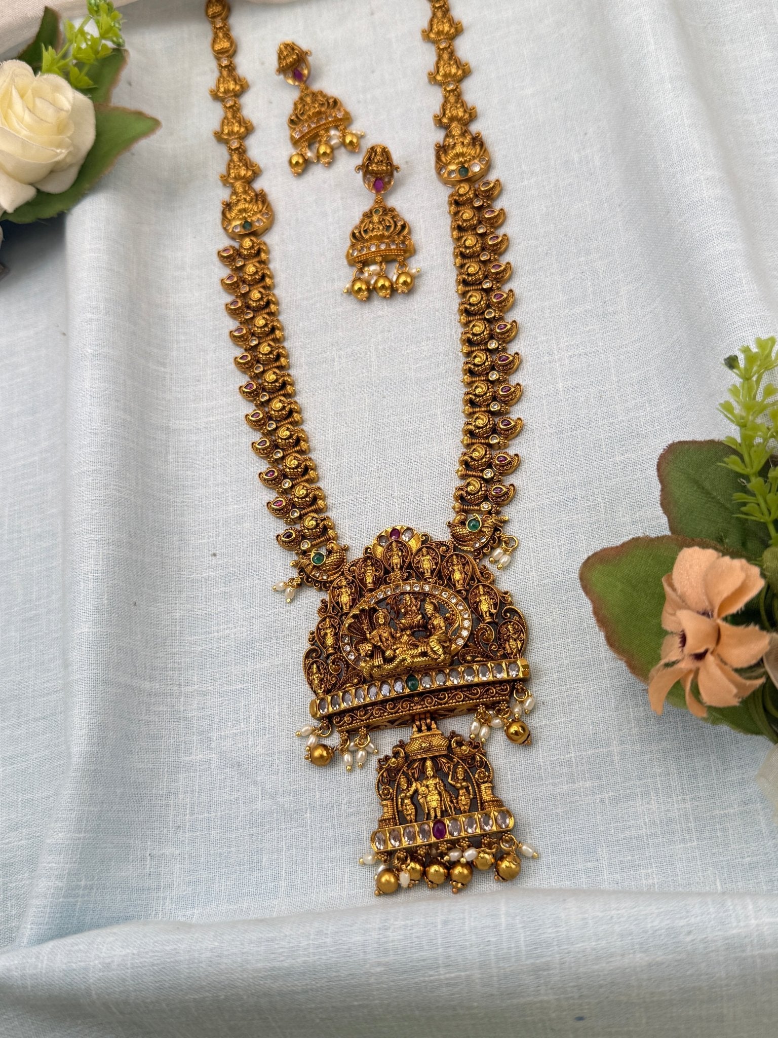 Luxurious Antique Pendant Long Necklace Set 0716 - Mahilas