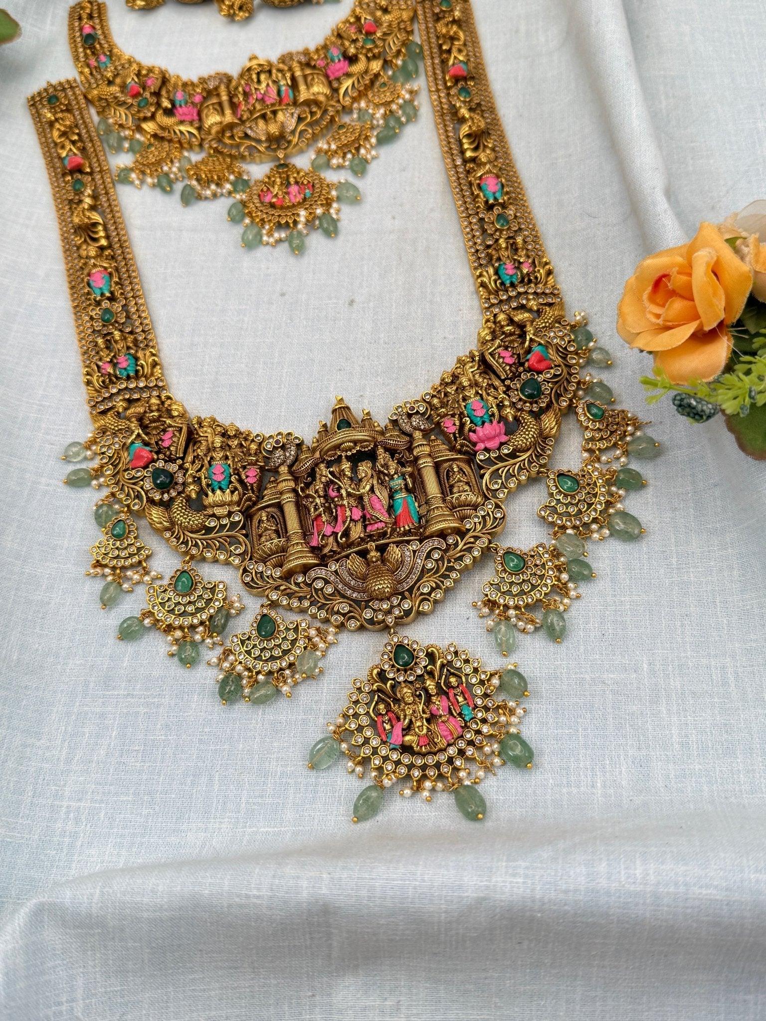 Luxurious Antique Ram Parivar Beautiful Full Necklace Set 982 - Mahilas