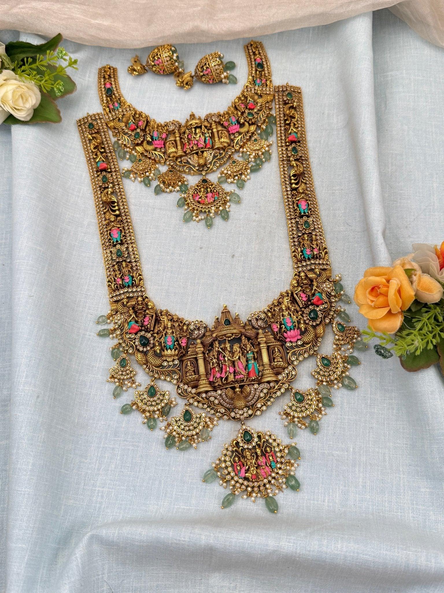 Luxurious Antique Ram Parivar Beautiful Full Necklace Set 982 - Mahilas