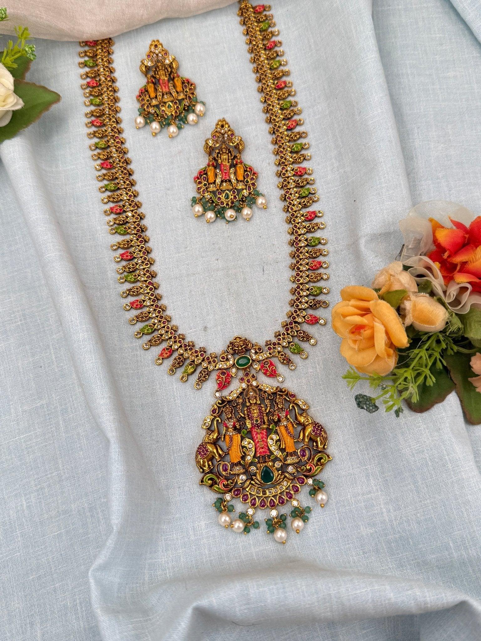 Luxurious Antique Ram Parivar Long Necklace Set 981 - Mahilas