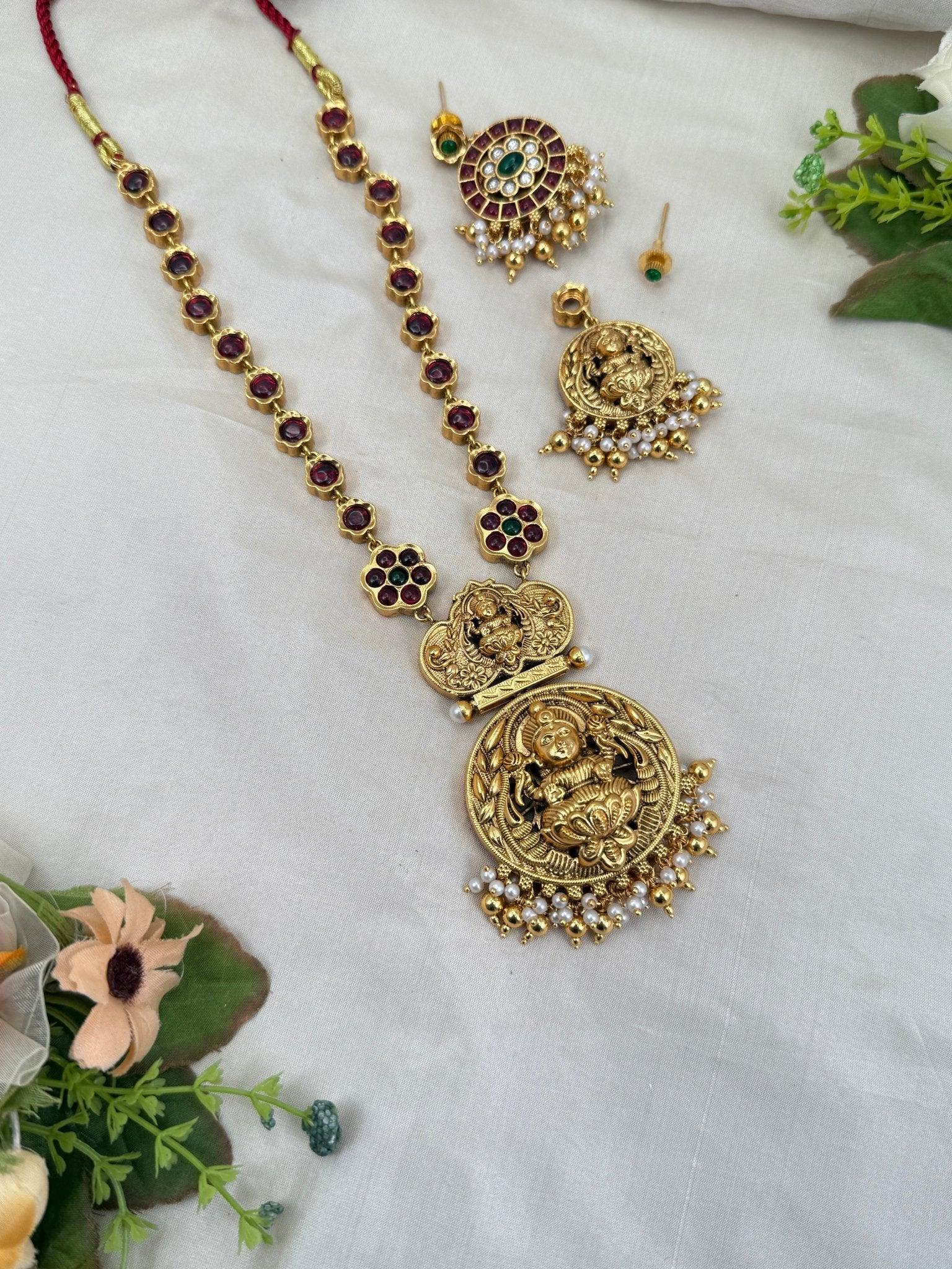 Luxurious Antique Reversible Pendant Necklace Set 725 - Mahilas