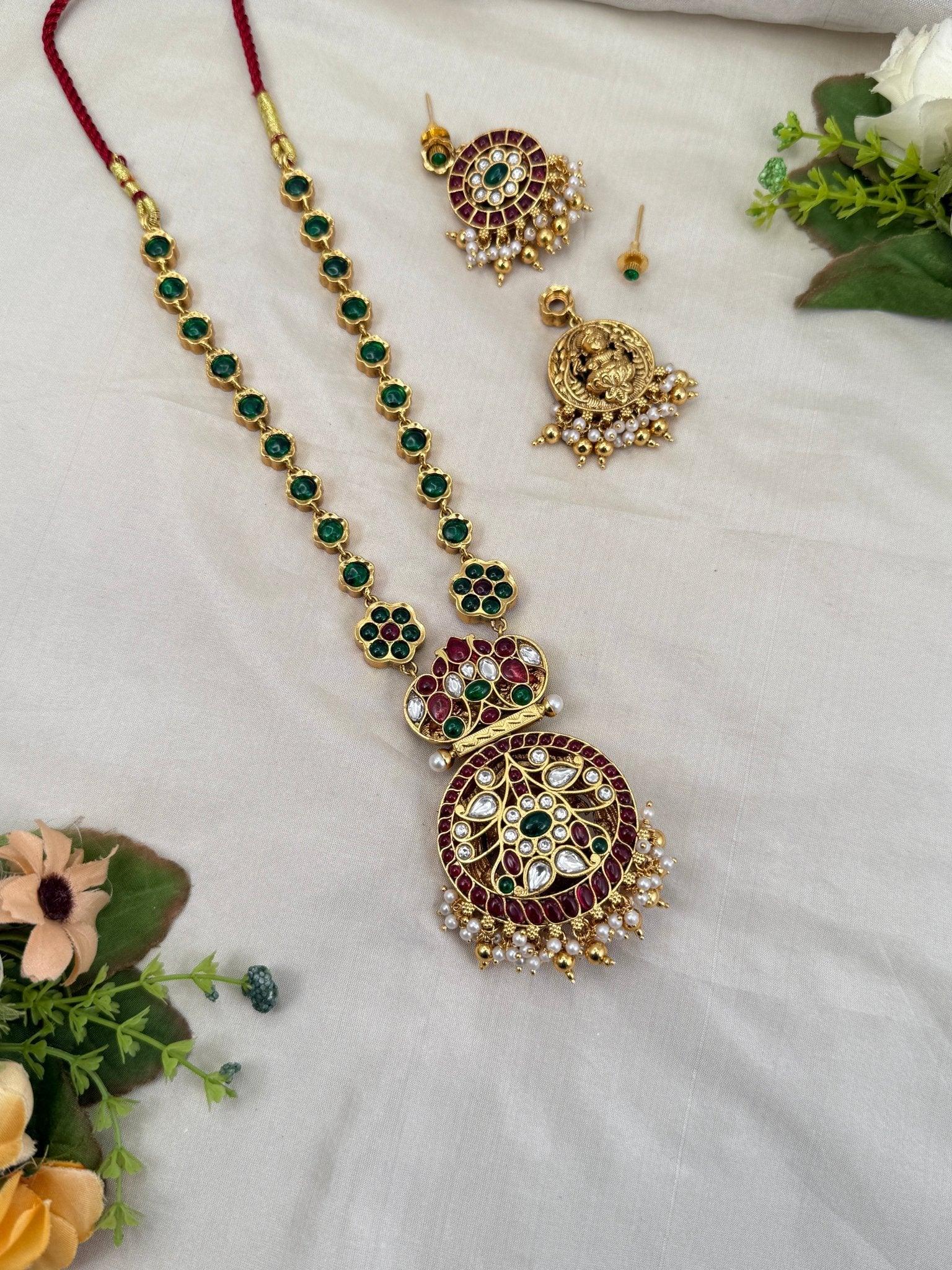 Luxurious Antique Reversible Pendant Necklace Set 725 - Mahilas