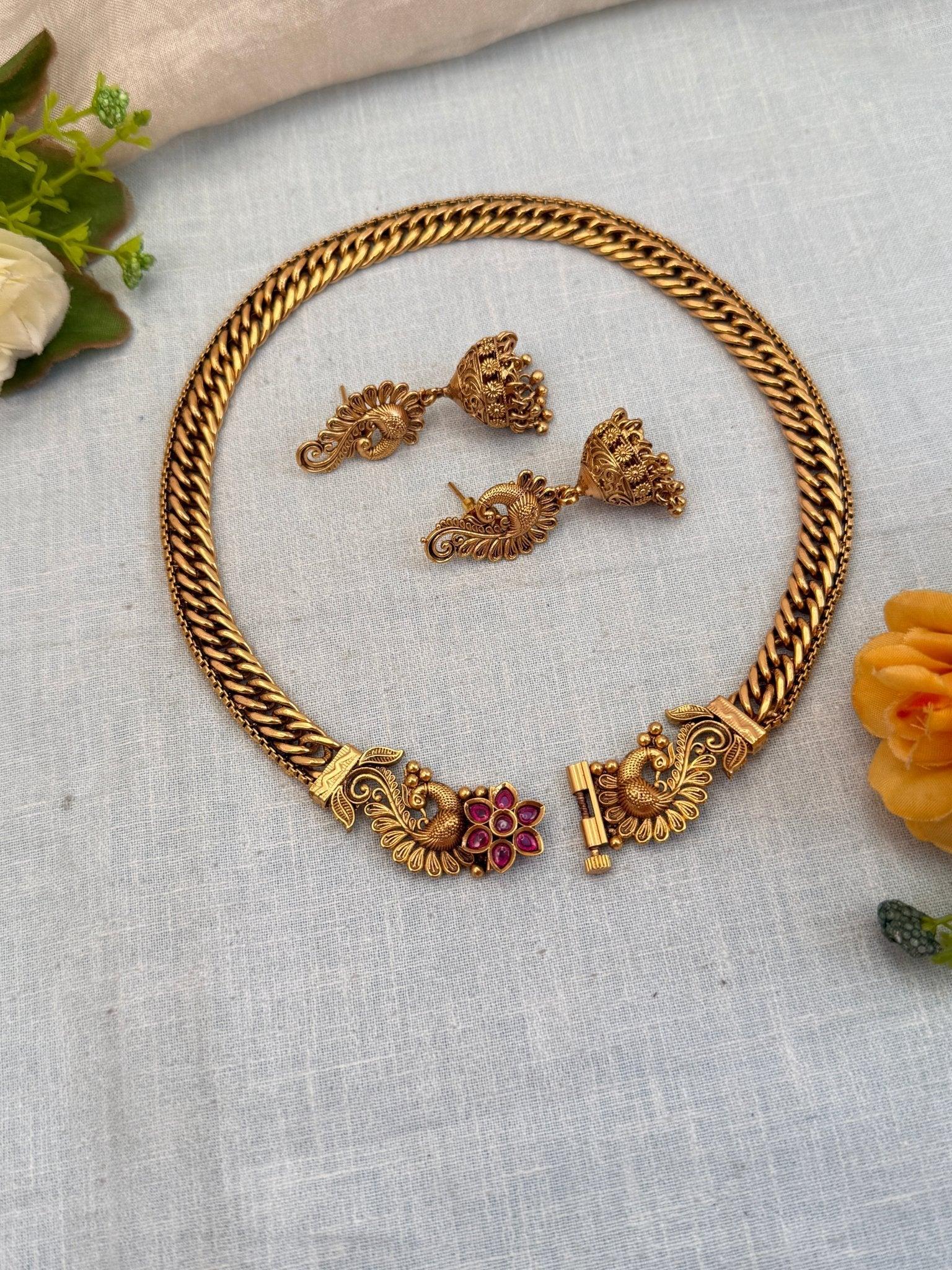 Luxurious Antique Screw Type Necklace Set 908 - Mahilas