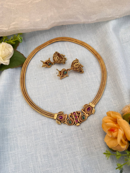 Luxurious Antique Screw Type Necklace Set 910 - Mahilas