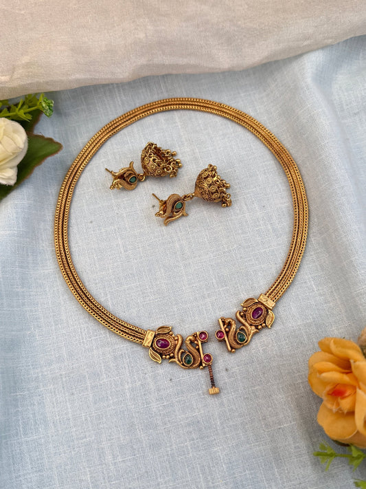 Luxurious Antique Screw Type Necklace Set 910 - Mahilas