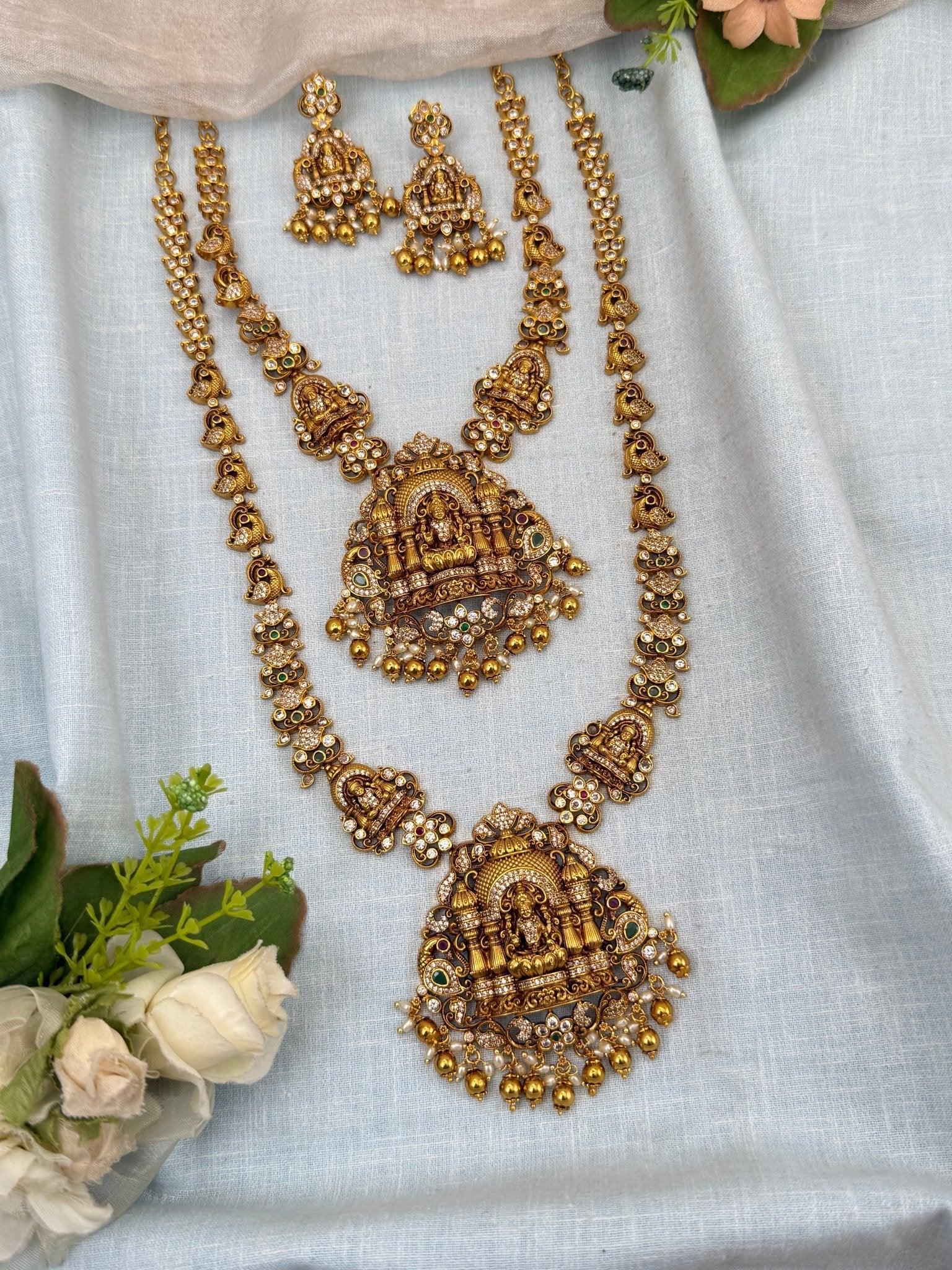 Luxurious Antique Semi Bridal Lakshmi Necklace Set 0111 - Mahilas