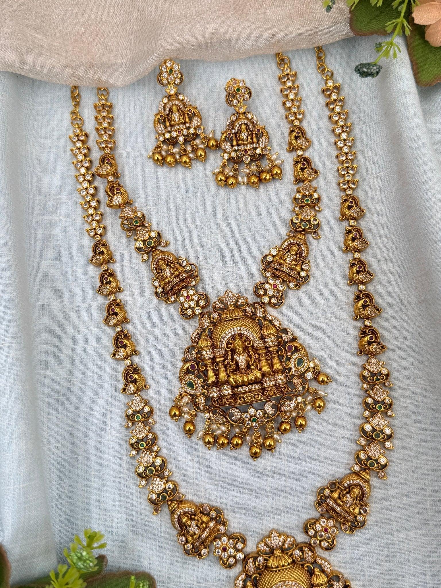 Luxurious Antique Semi Bridal Lakshmi Necklace Set 0111 - Mahilas